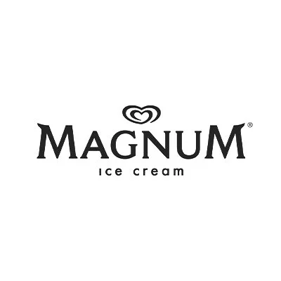 Magnum Ice Cream logo with a heart-shaped design above the word 'Magnum' in bold letters. Unilever. Middle East. 