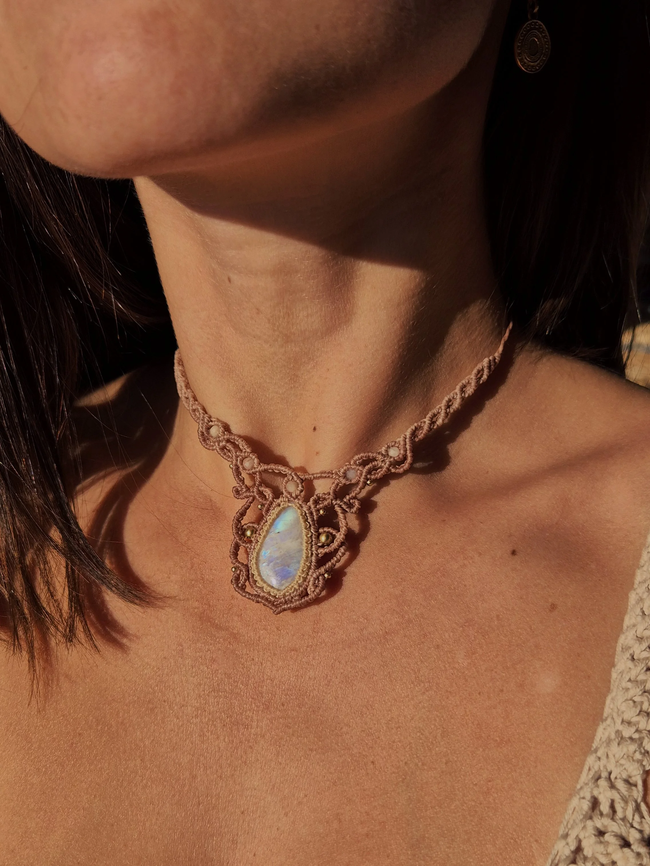 Moonstone Necklace with Sunstone Beads