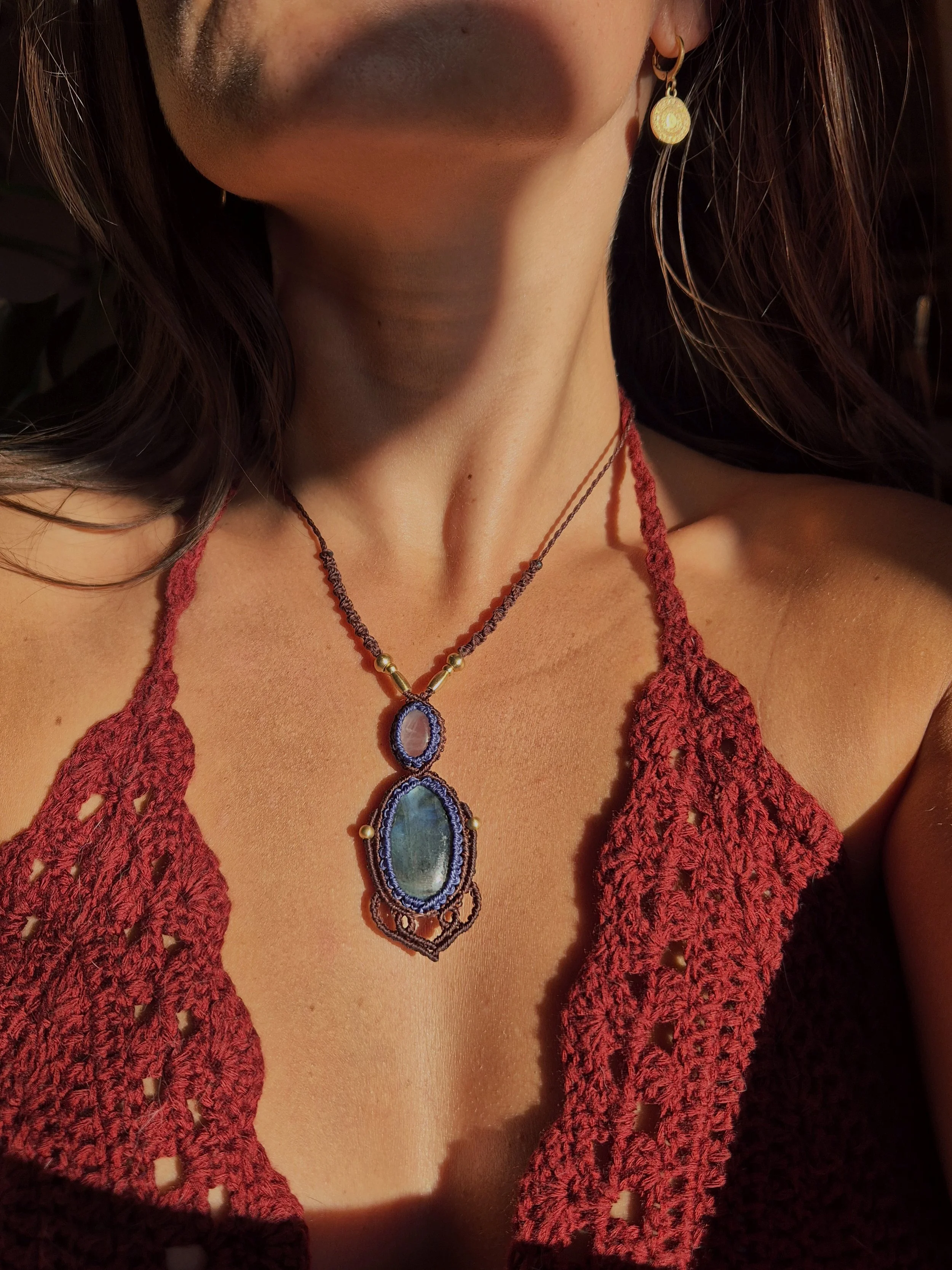 Rose quartz and Labradorite pendant
