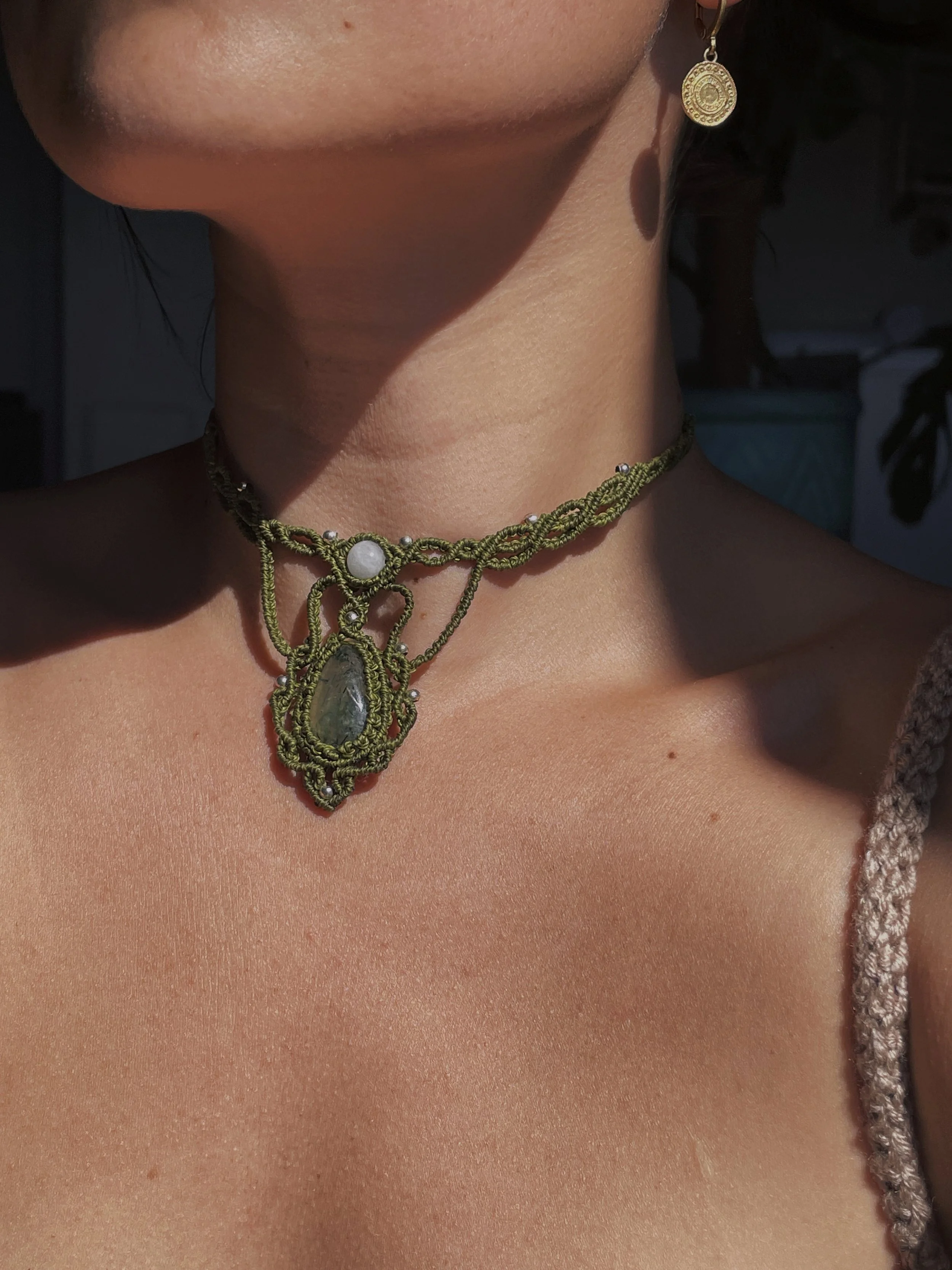 Green prehnite necklace