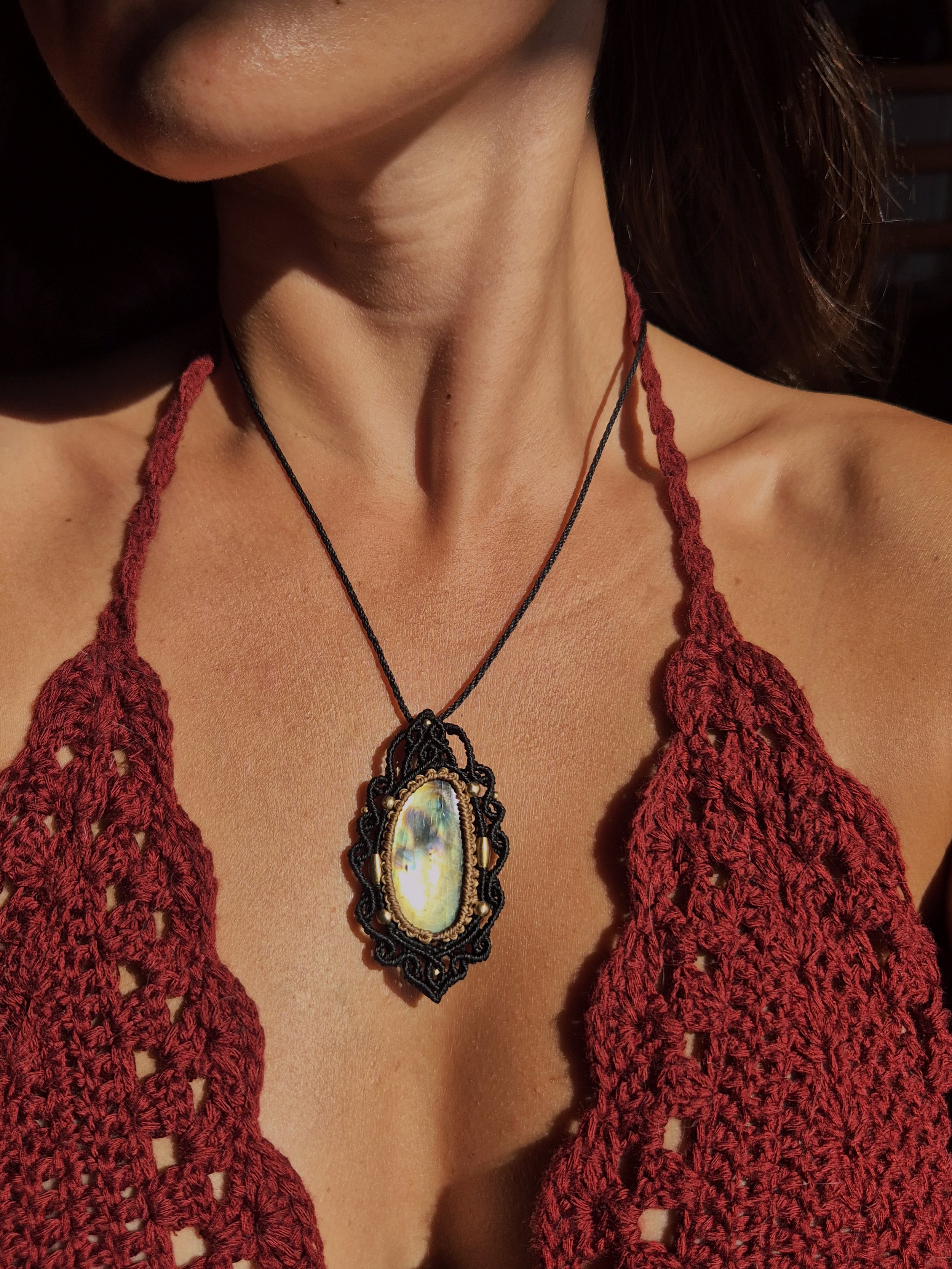 Black labradorite necklace