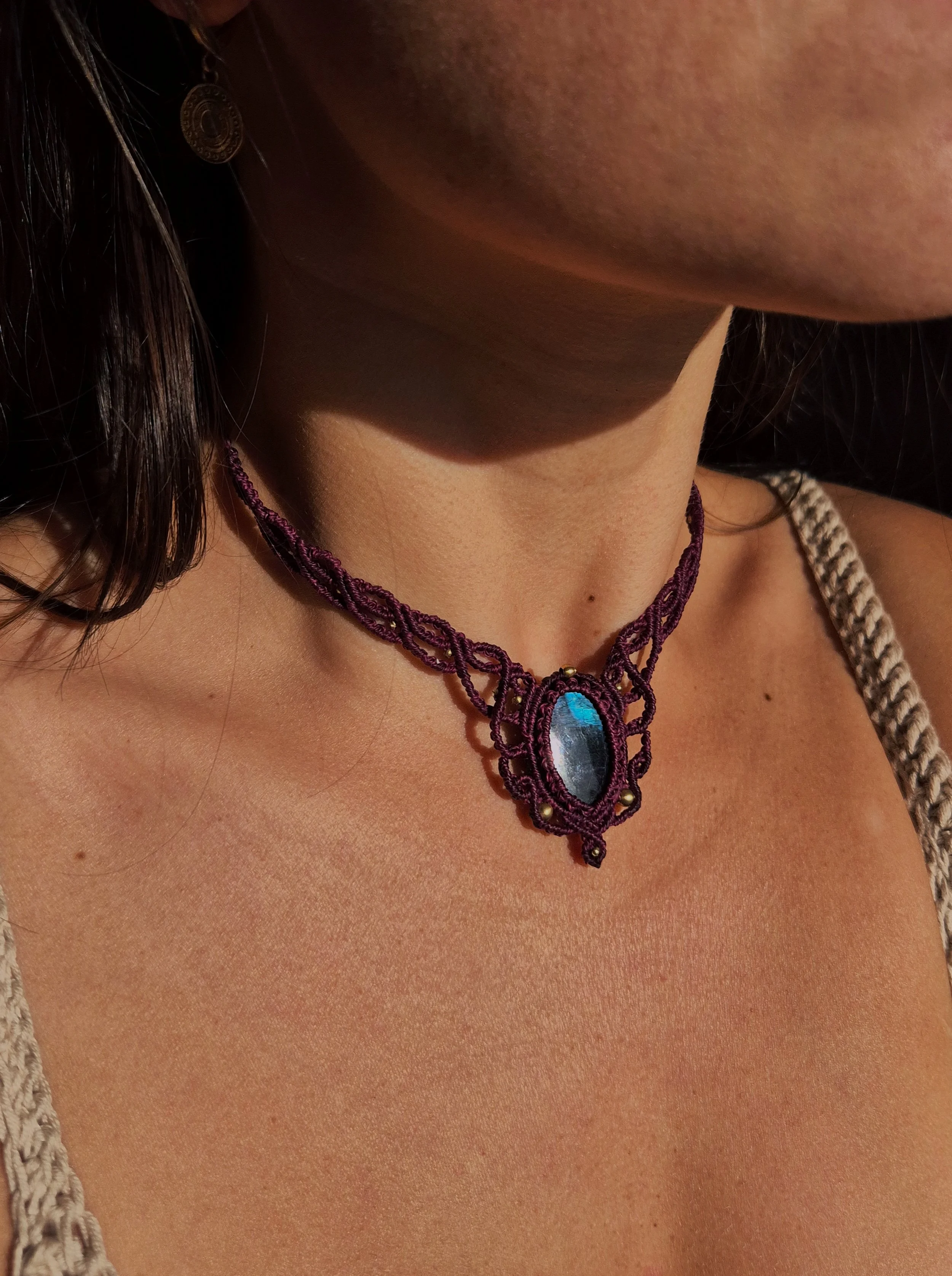 Burgundy Labradorite Necklace