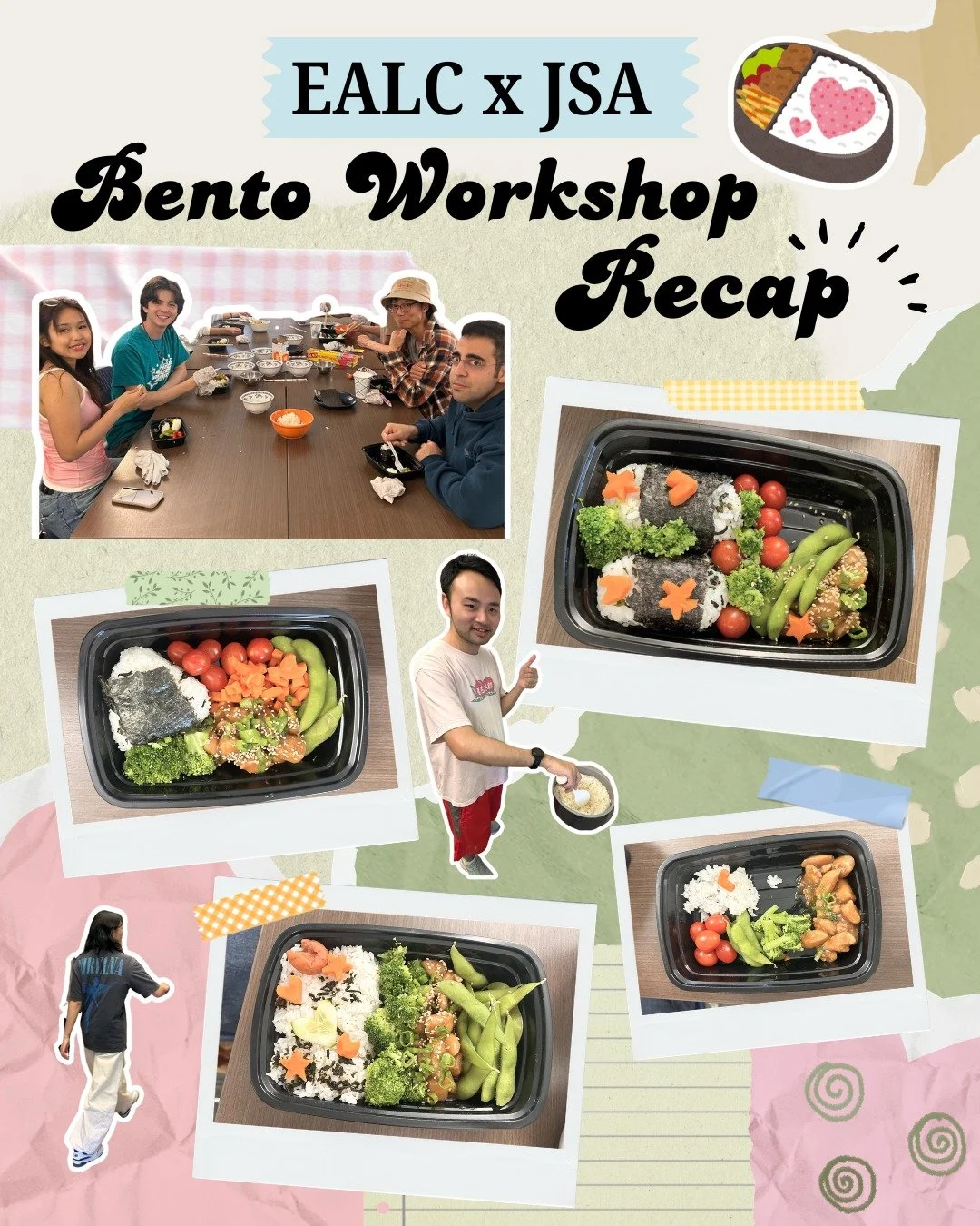 Thank you to everyone who attended the EALC x JSA Bento Workshop! 🍱✨

We hope you enjoyed cooking up 🧑&zwj;🍳 some delicious creations! 😋🤤