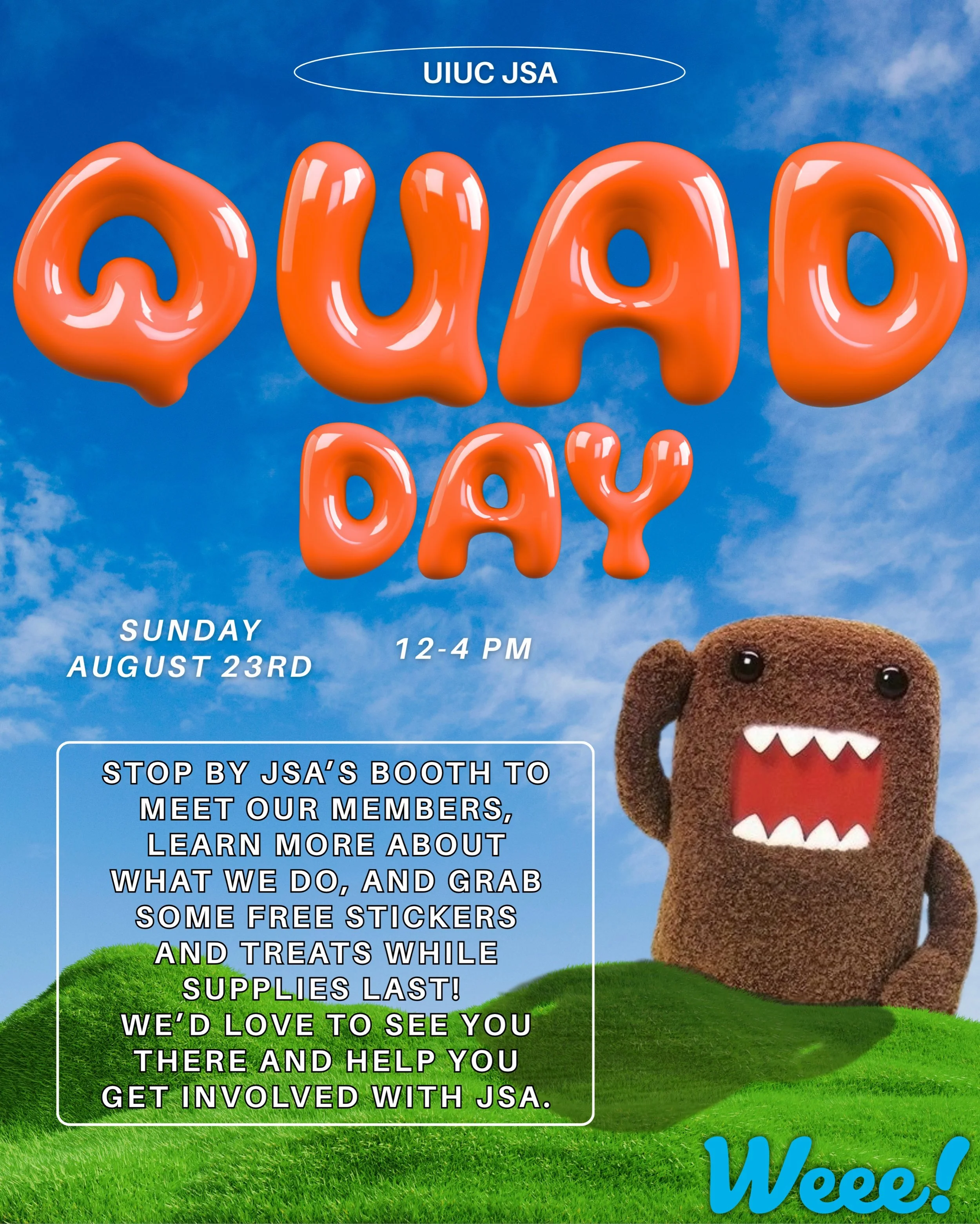Come find JSA at Quad Day! 🌸🇯🇵 Stop by our booth to meet our members, learn more about what we do, and grab some free stickers and treats while supplies last! 🫶

We&rsquo;re also excited to be sponsored by @weee_japan 🎉 Sign up for Weee! at our 
