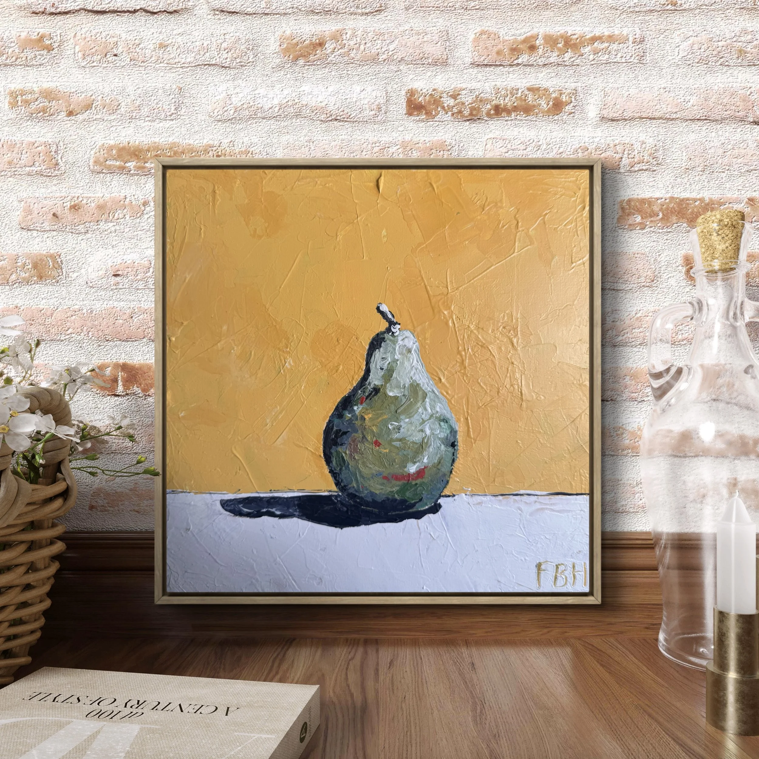 Pear, Mustard, Shadow_Framed Sample.jpeg