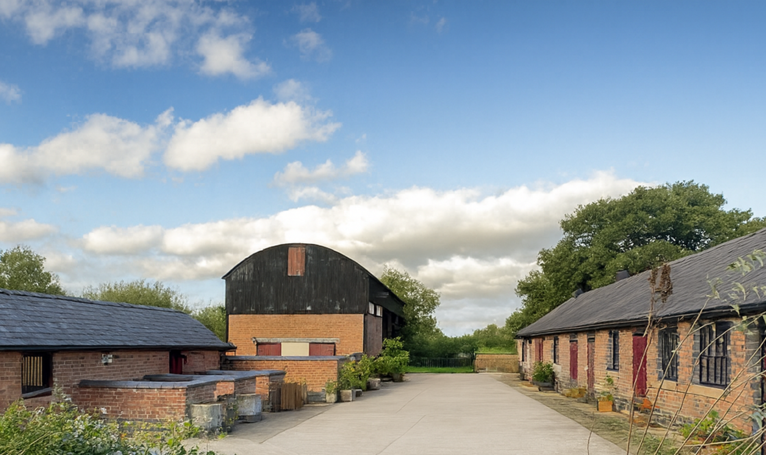 Traditional farm buildings at Cross Bank Farm, a Victorian smallholding in Shropshire.