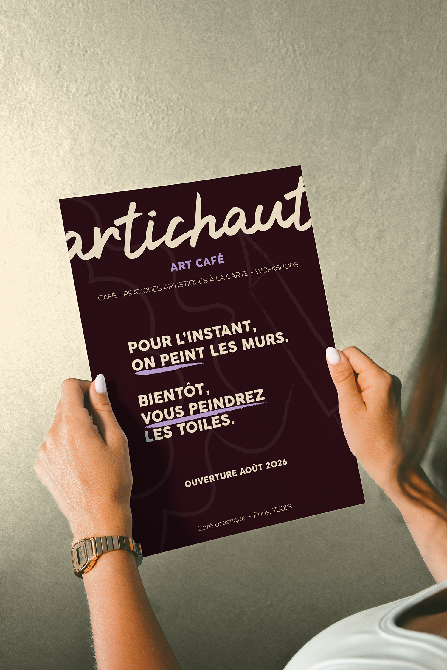 Affiche annonçant l’ouverture du café artistique Artichaut à Paris