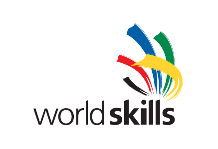 WorldSkills logo with multicolored abstract shapes above the text.