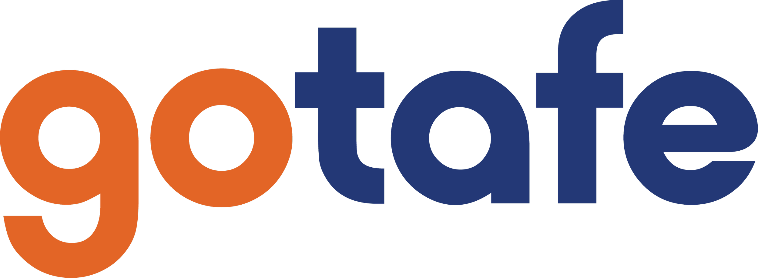 The GoTafe logo with orange and blue letters.