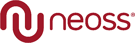 Neoss logo in maroon color with stylized lowercase 'n' and 'neoss' text