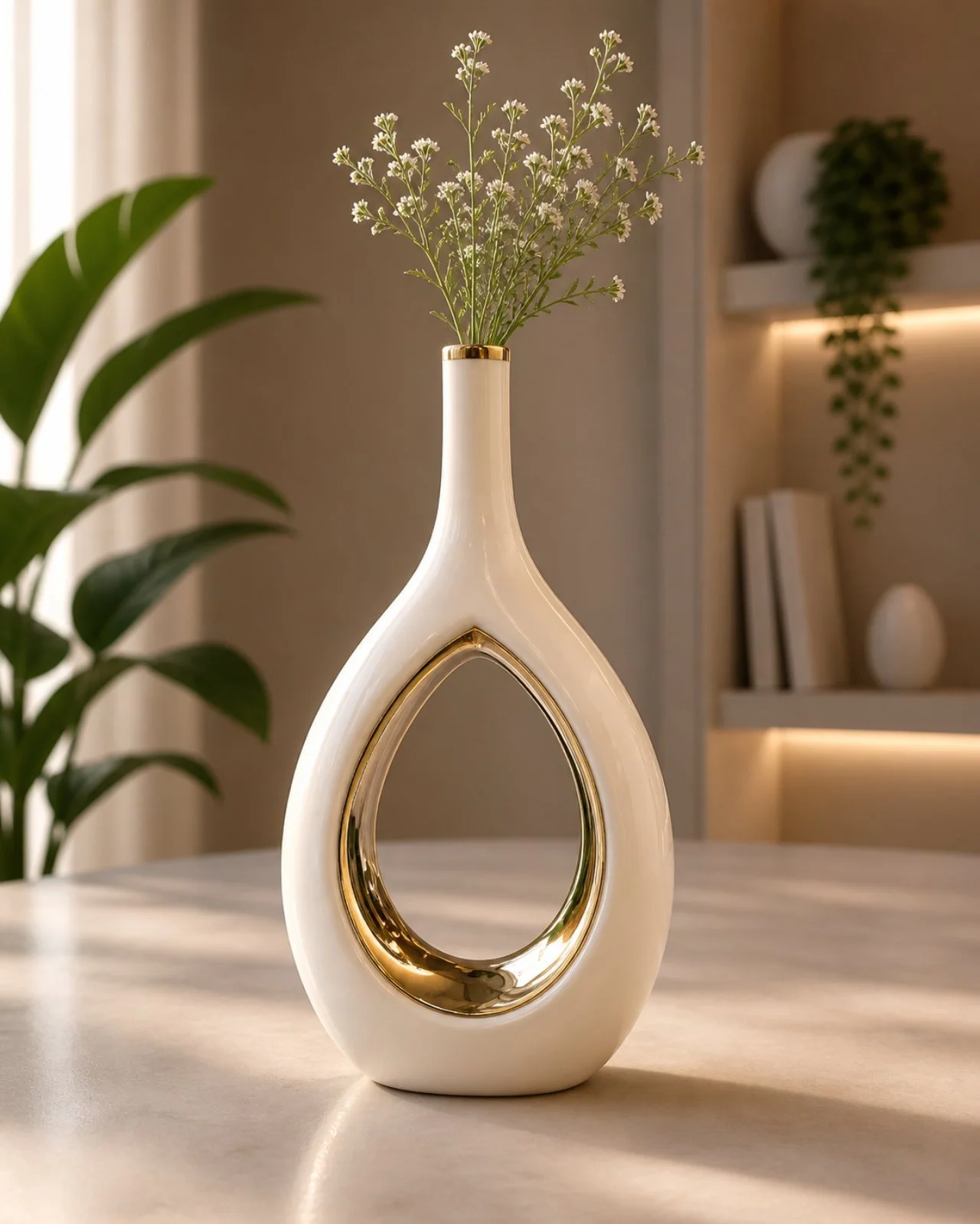 Elegance Hollow Oval Ceramic Vase