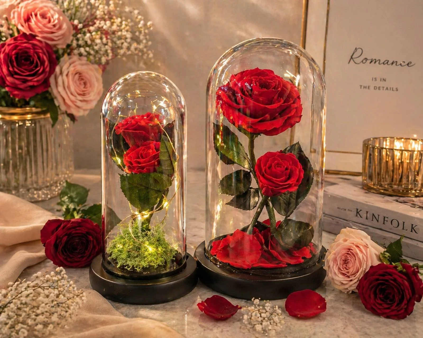 Eternal Bloom LED Rose Dome