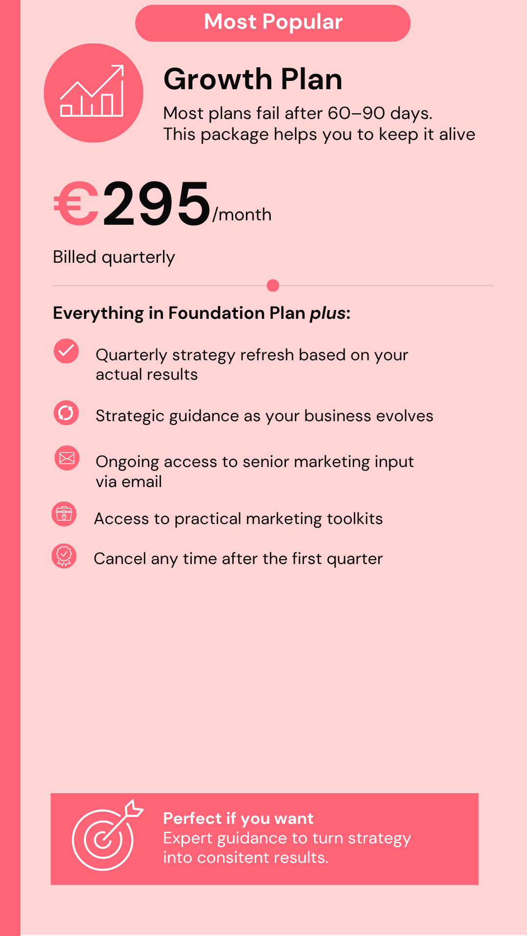 MarkGo Growth Plan - €295 per month ongoing marketing strategy support