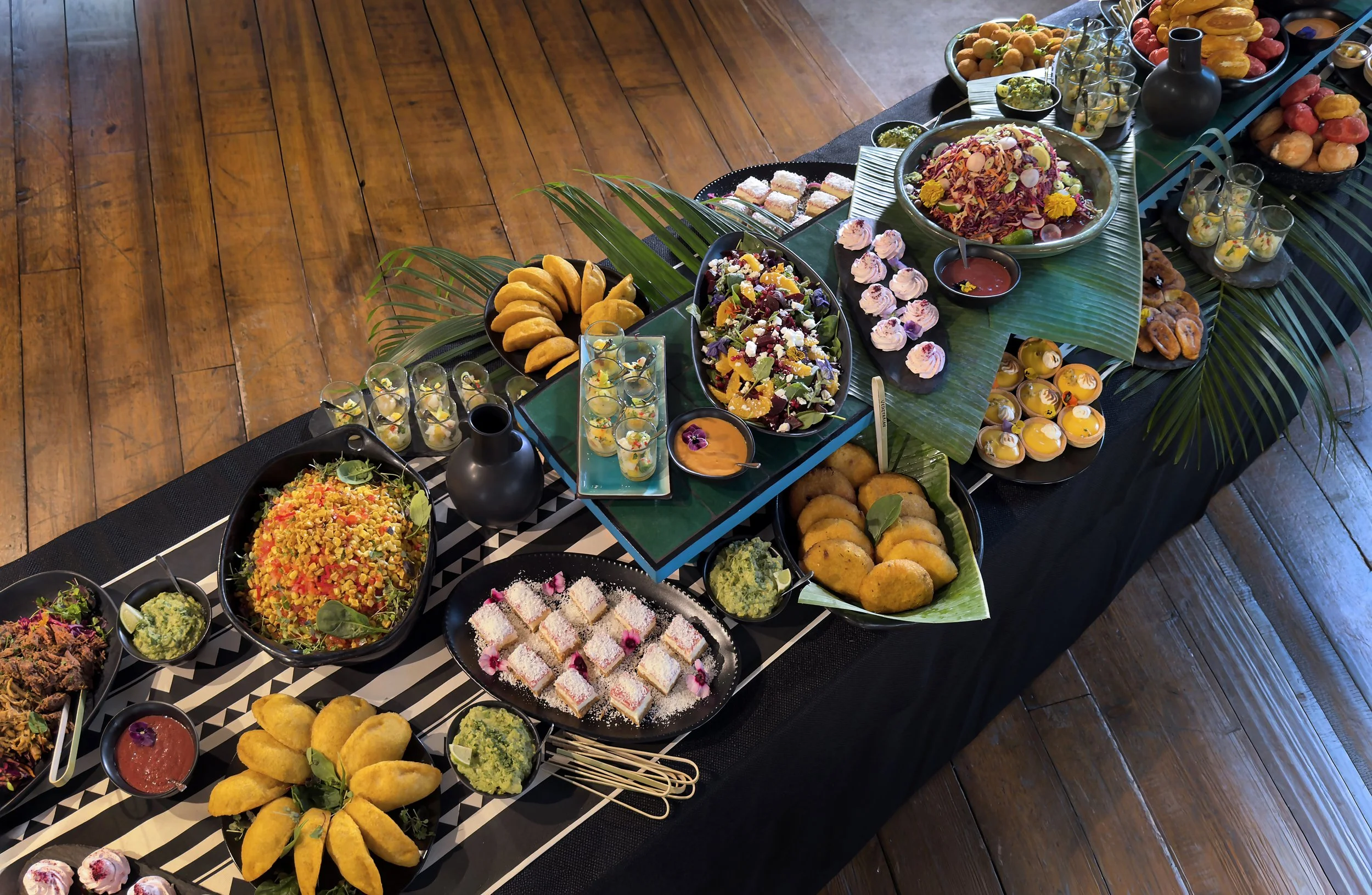 South American food presented and styled using striking colours