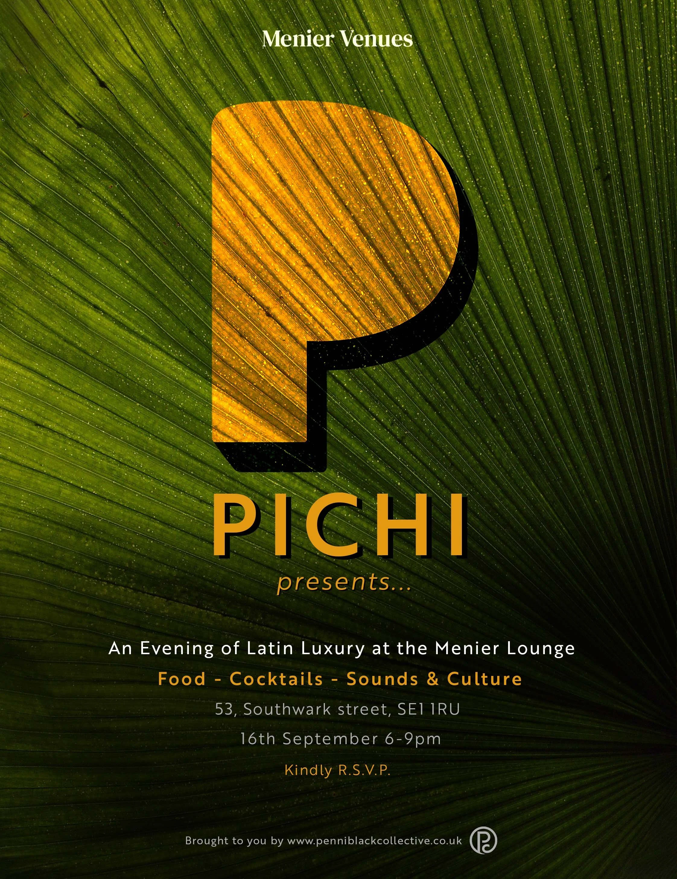 Pichi invite to Menier Lounge
