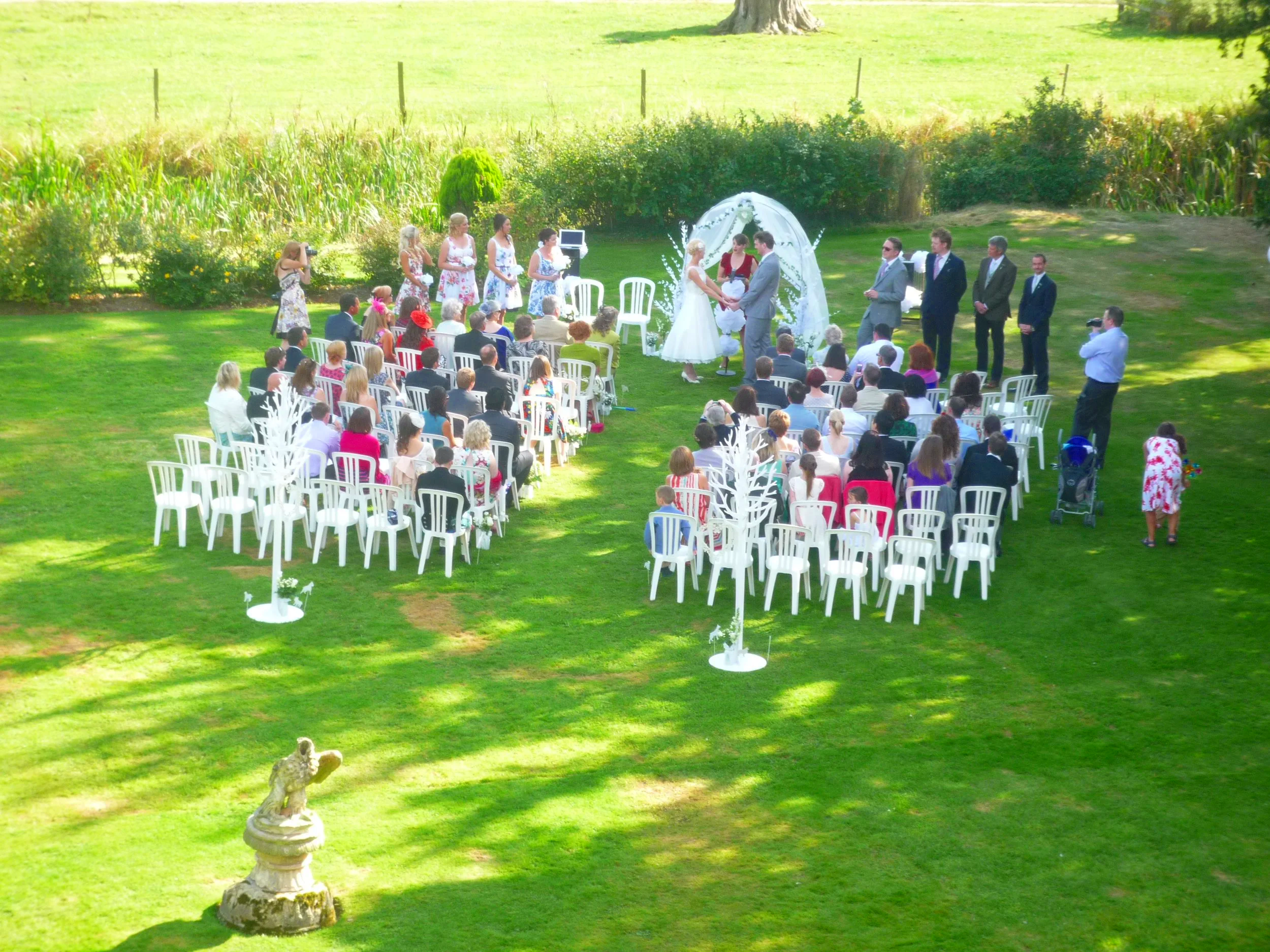 Wedding ceremony on lawn
