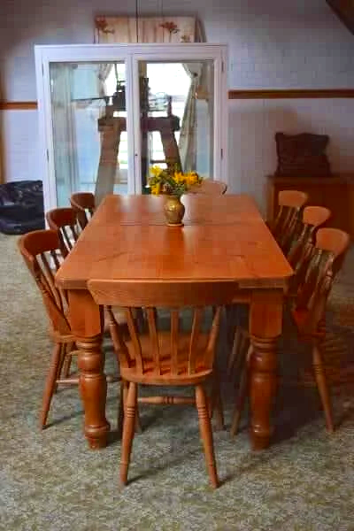 Dining table and clock