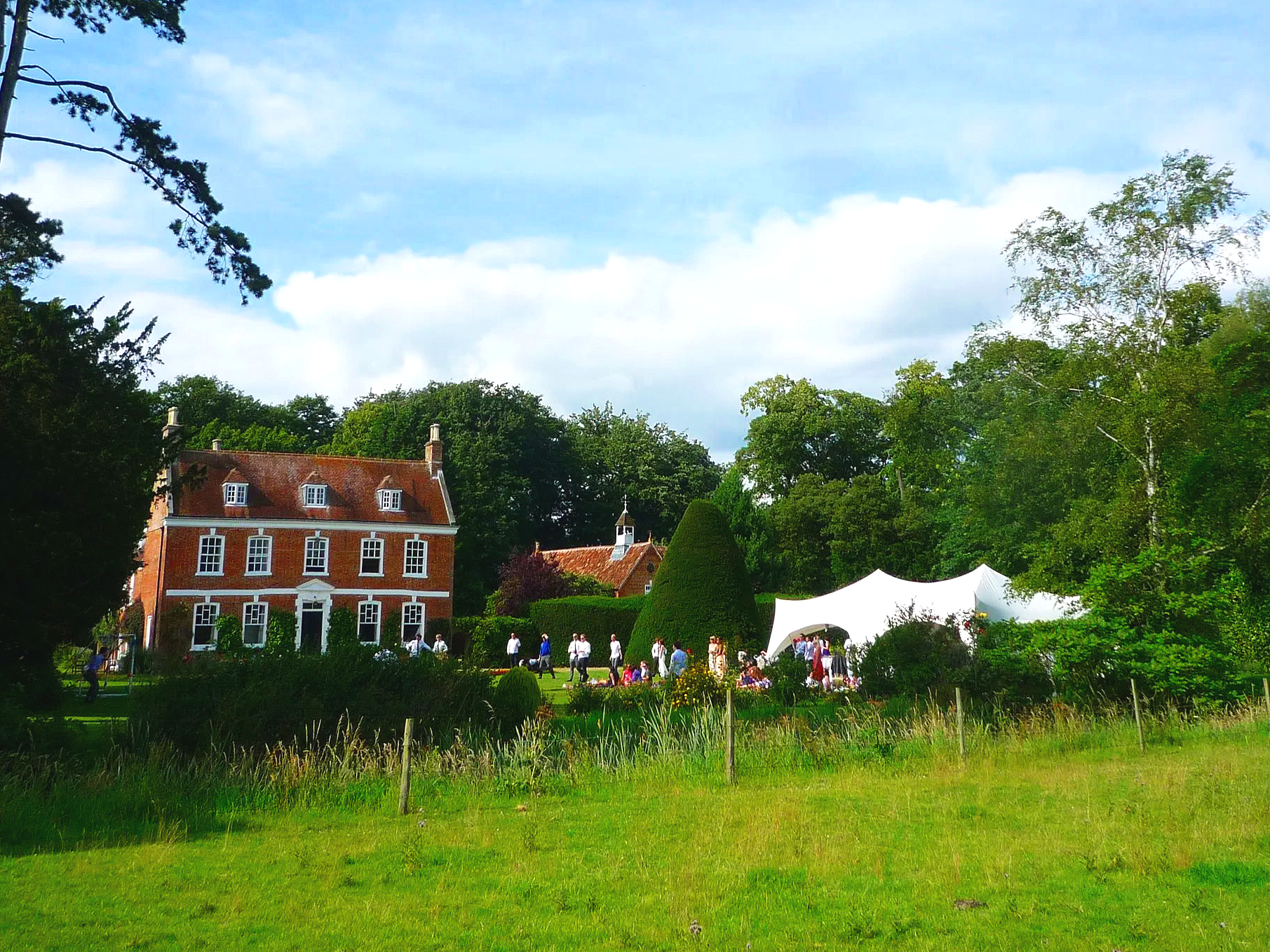 Wedding on lawn at Brackenborough