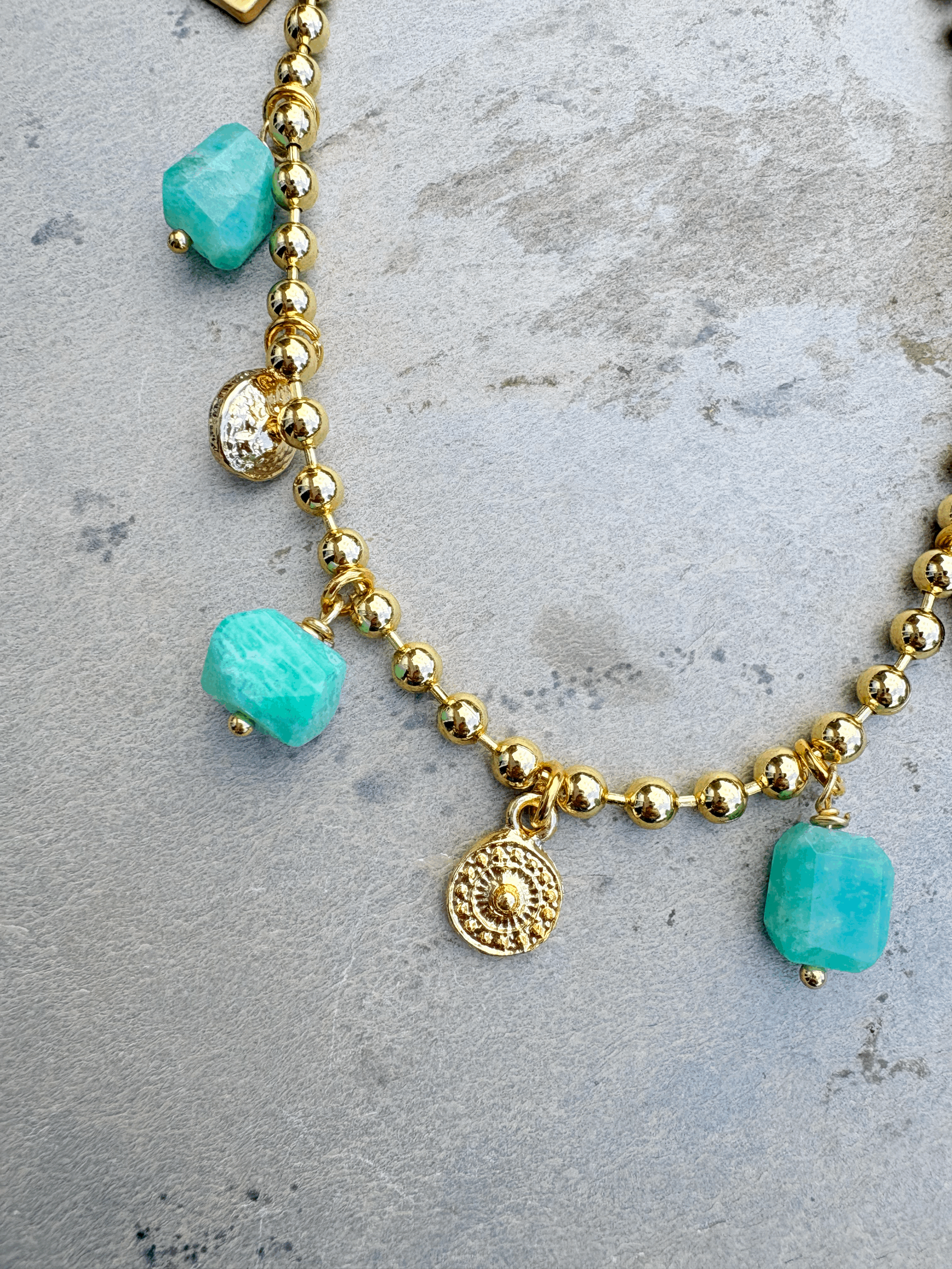 Ball chain necklace with Amazonite charm beads