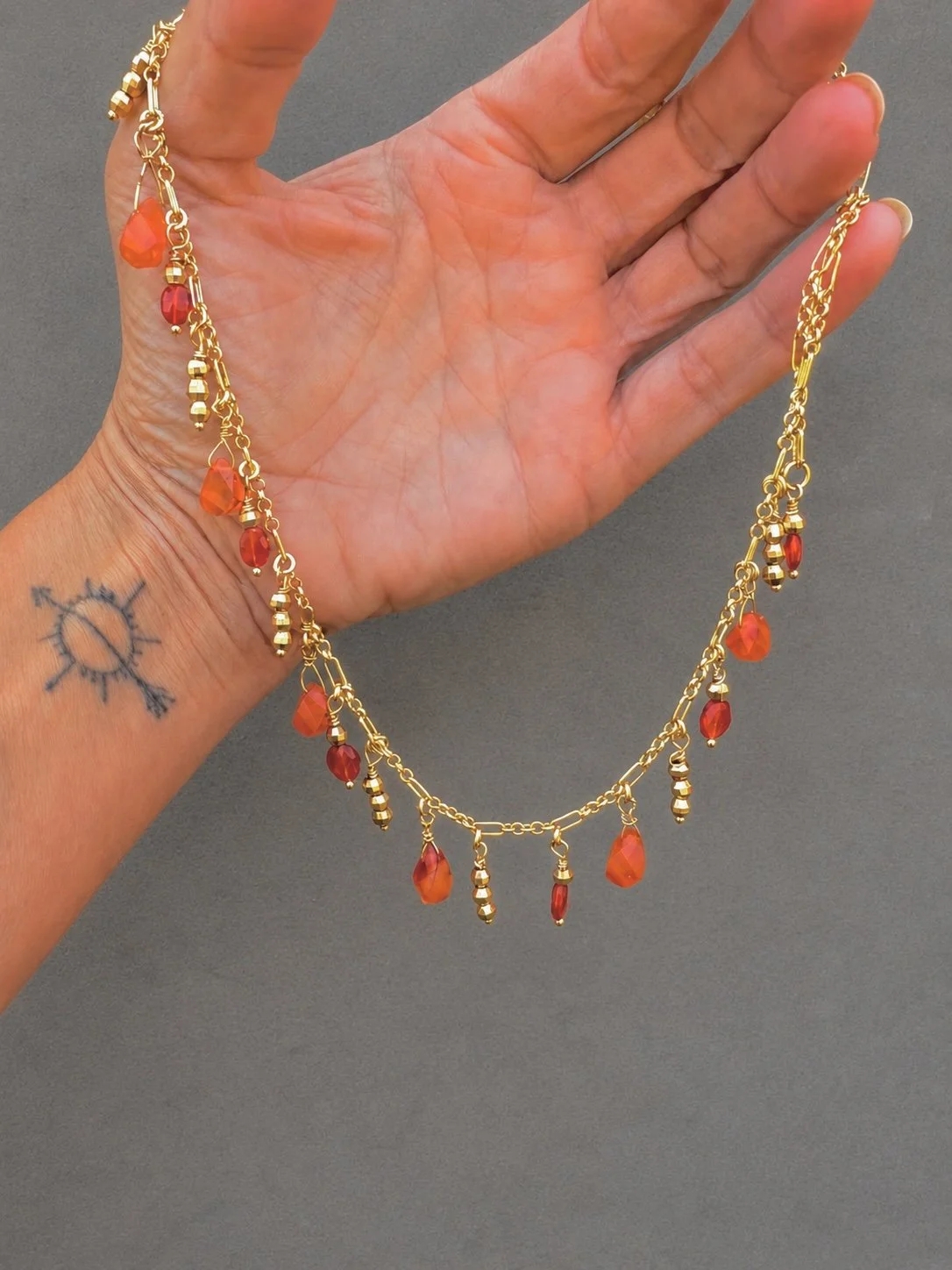 Orange Carnelian gemstone necklace