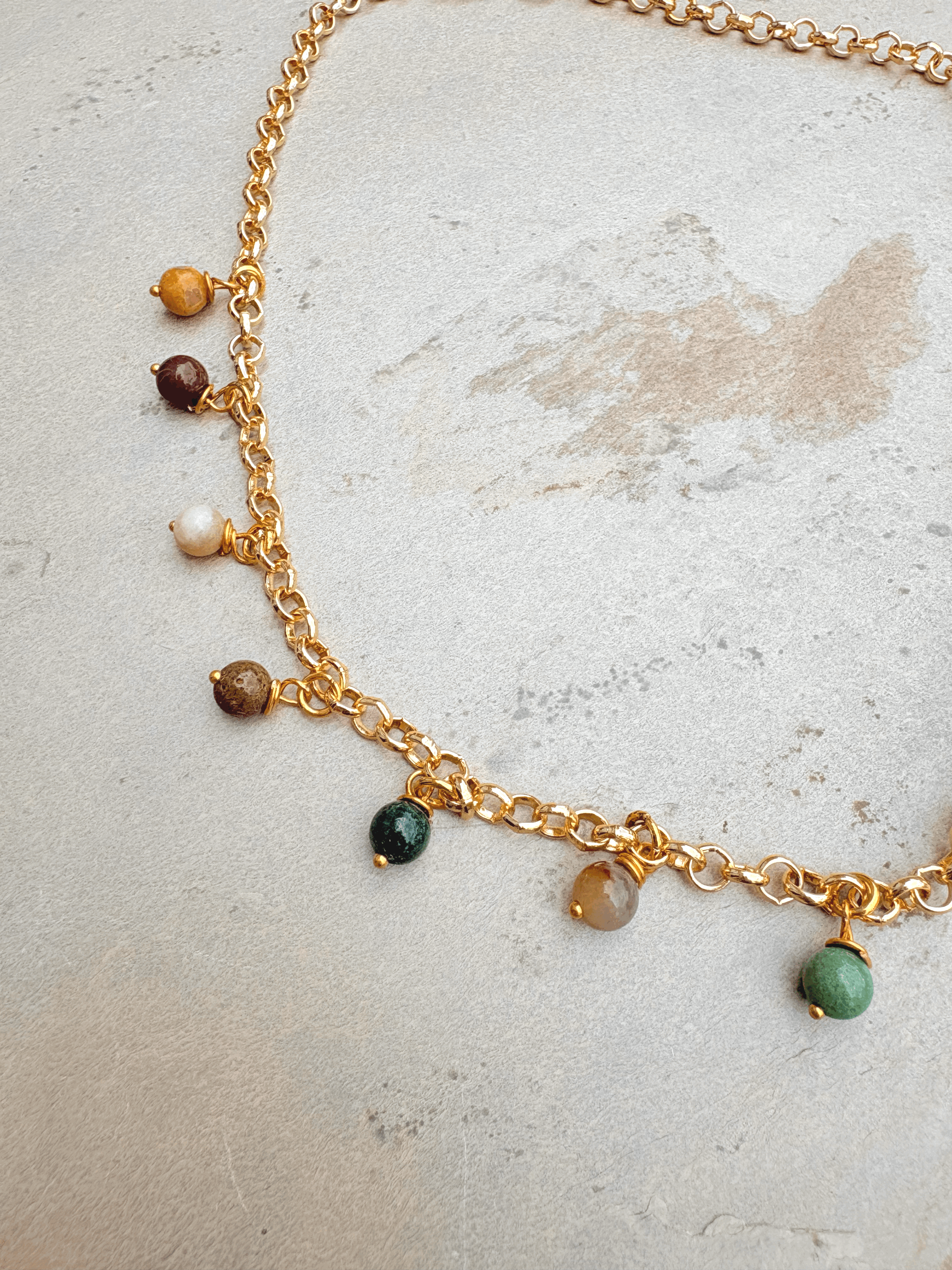 Jasper & Indian Agate charm bead necklace