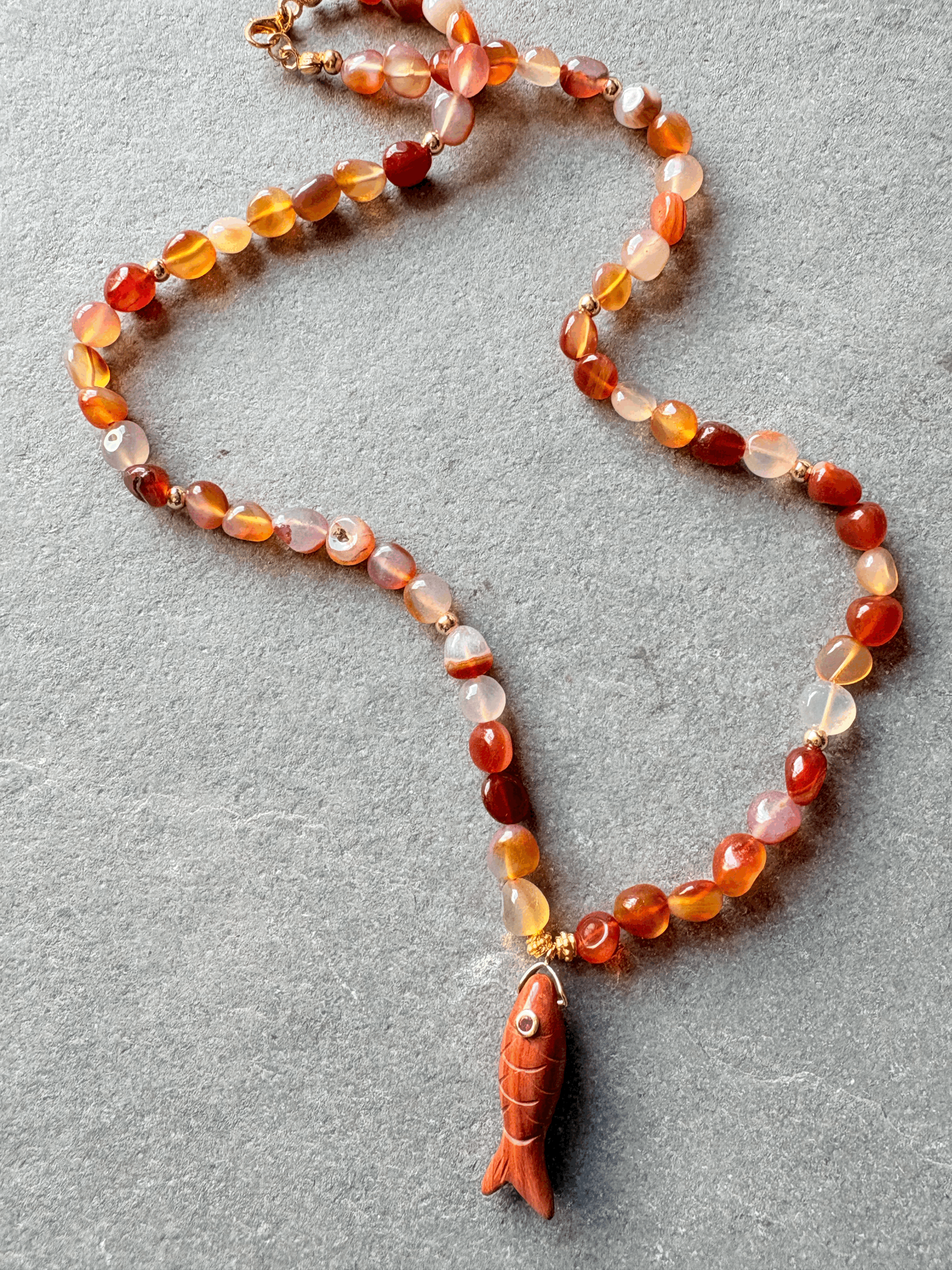 Red Agate long pendant necklace