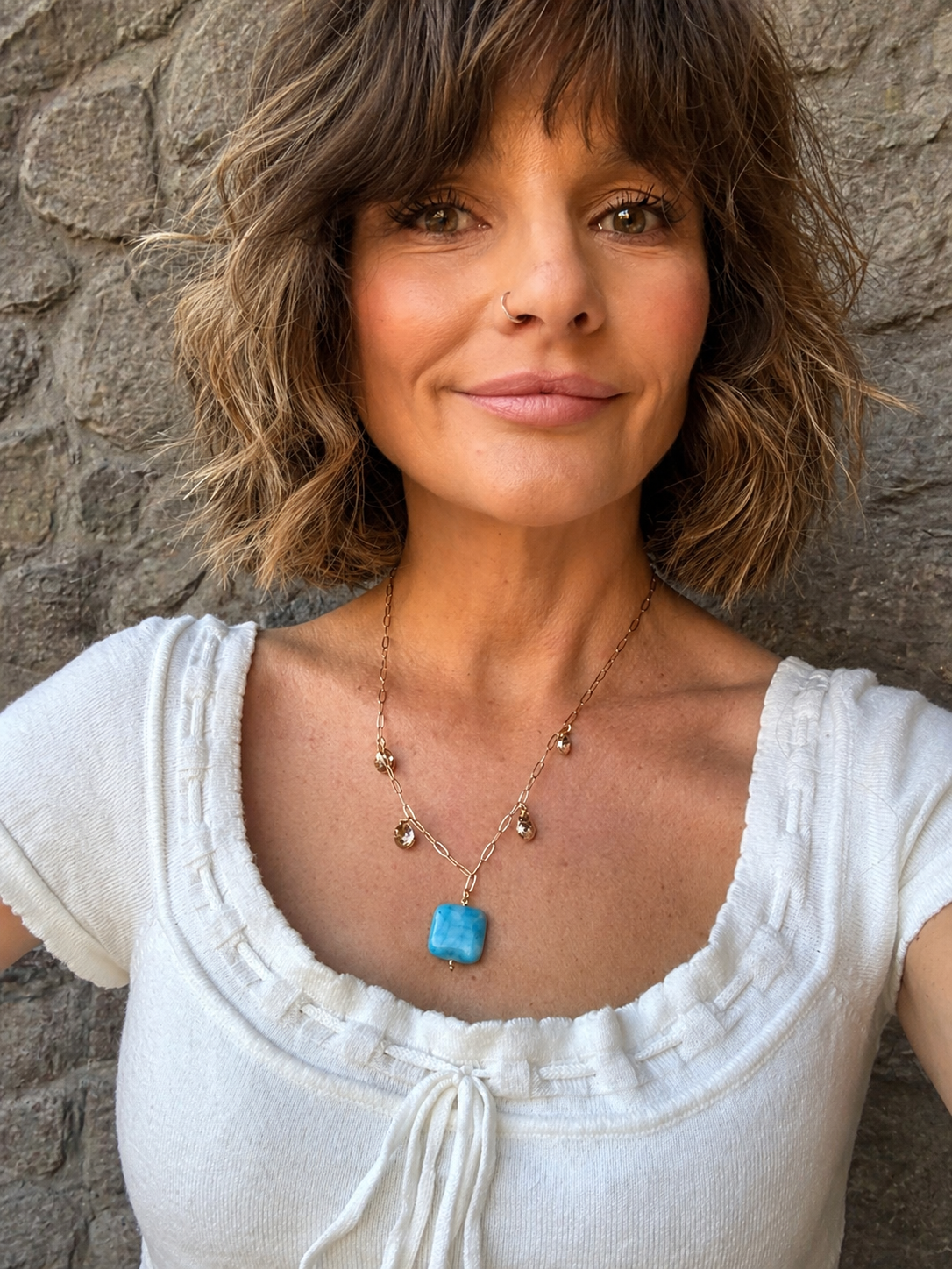 Turquoise crazy Lace Agate pendant necklace