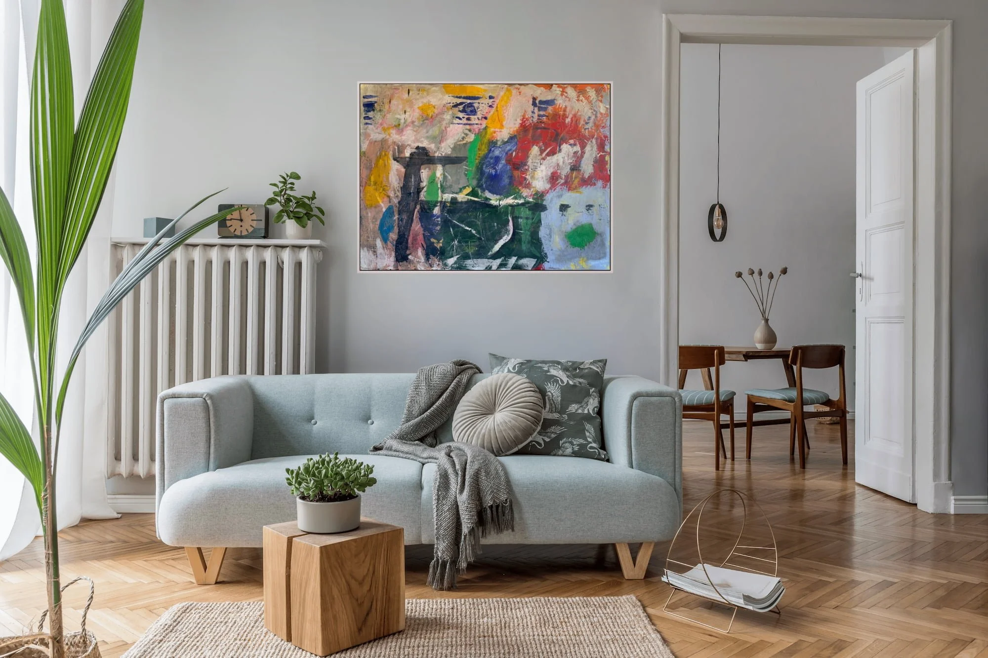 Spirit of the Khoisan original abstract painting by Marcus Bacher in contemporary home interior
