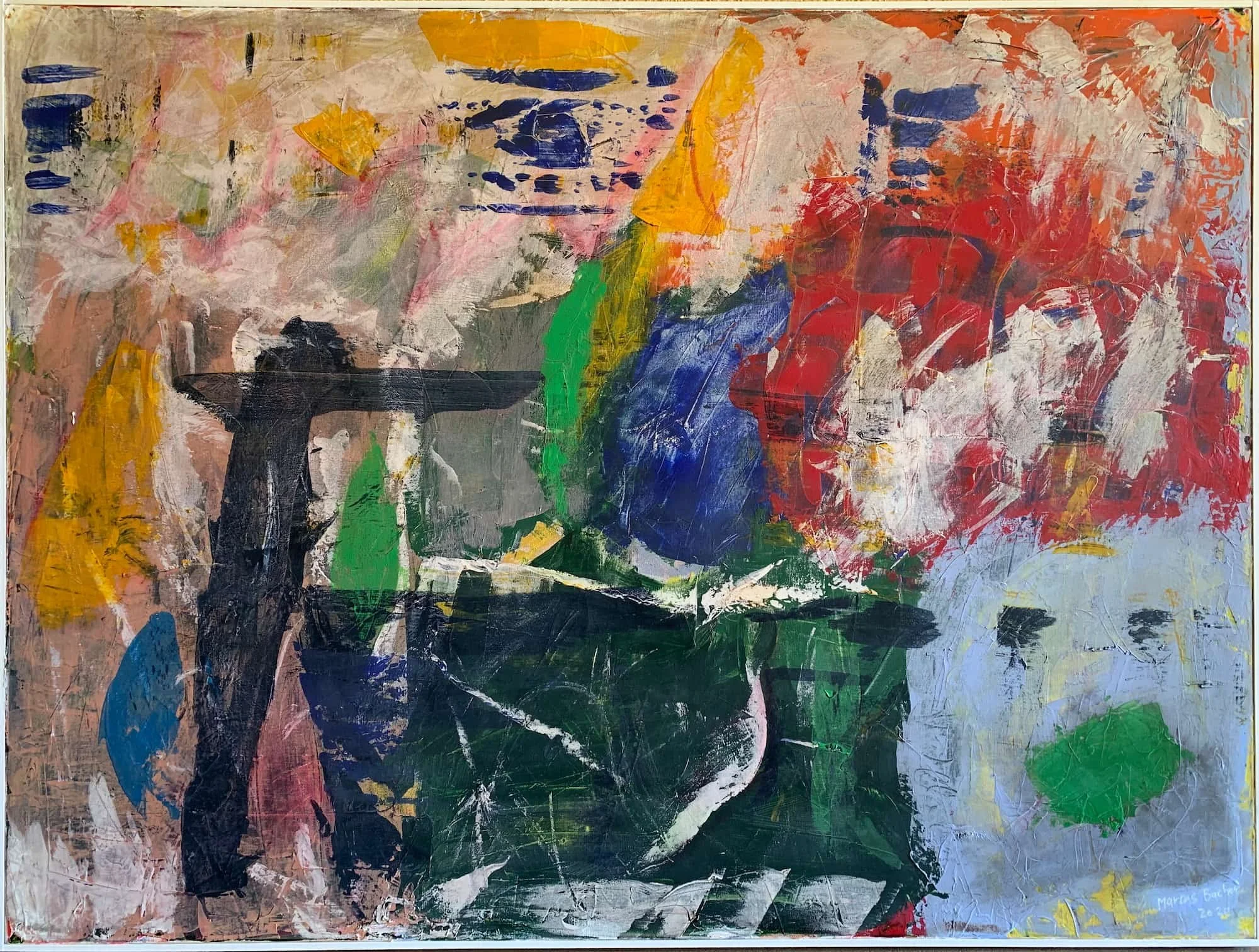 Spirit of the Khoisan original abstract painting 36x48 inches oil on canvas by Marcus Bacher
