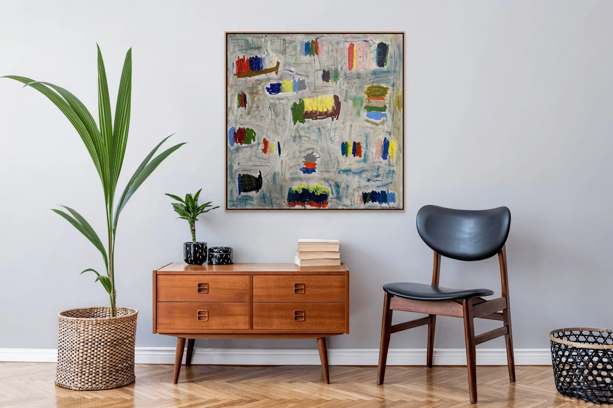 Muizenberg series abstract painting by Marcus Bacher displayed in contemporary modern interior
