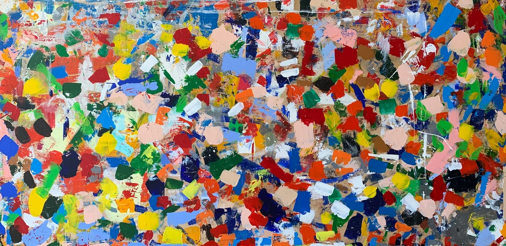 Leftovers original abstract painting 30x60 inches acrylic on wood by Marcus Bacher 2021