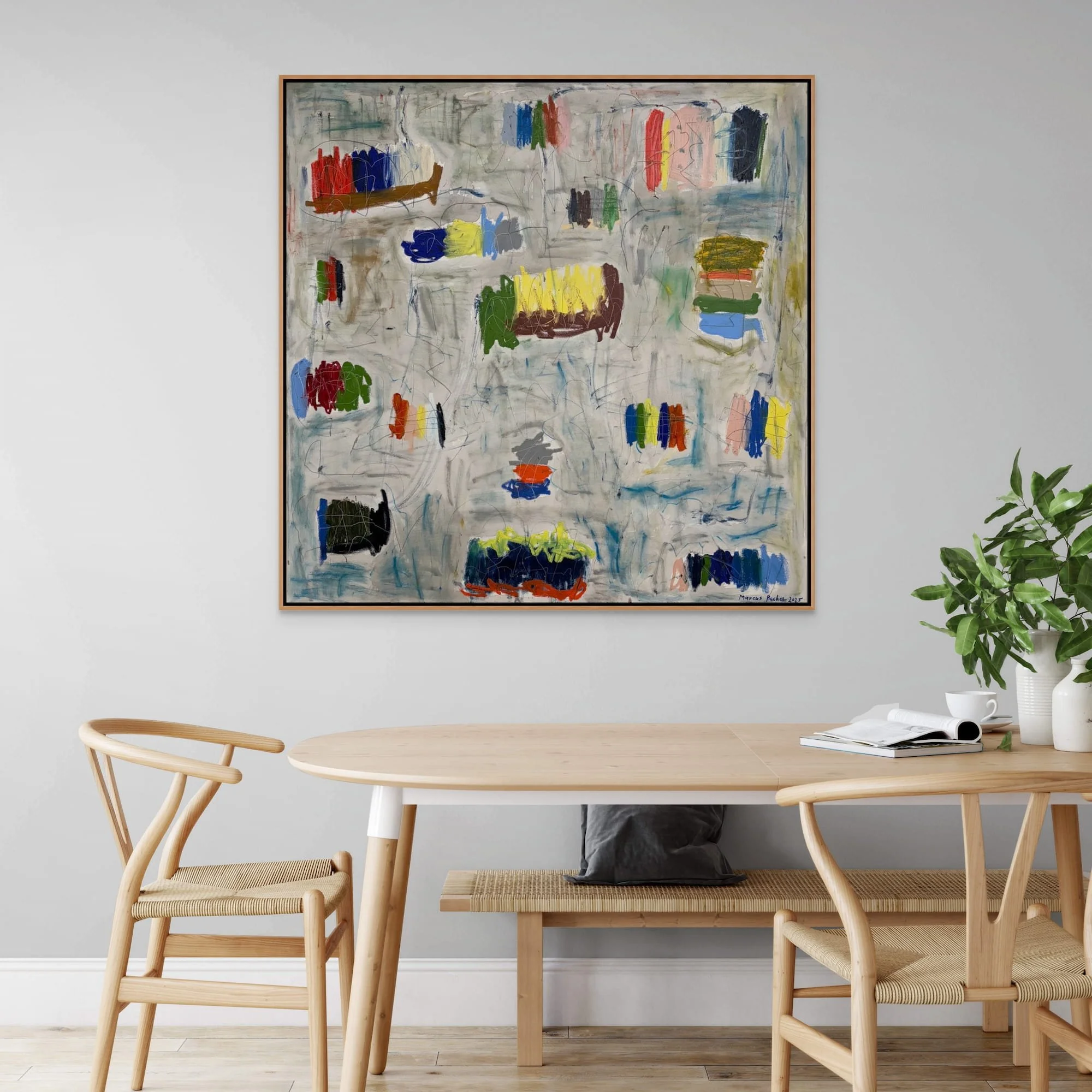 Muizenberg series original abstract painting by Marcus Bacher in modern home interior