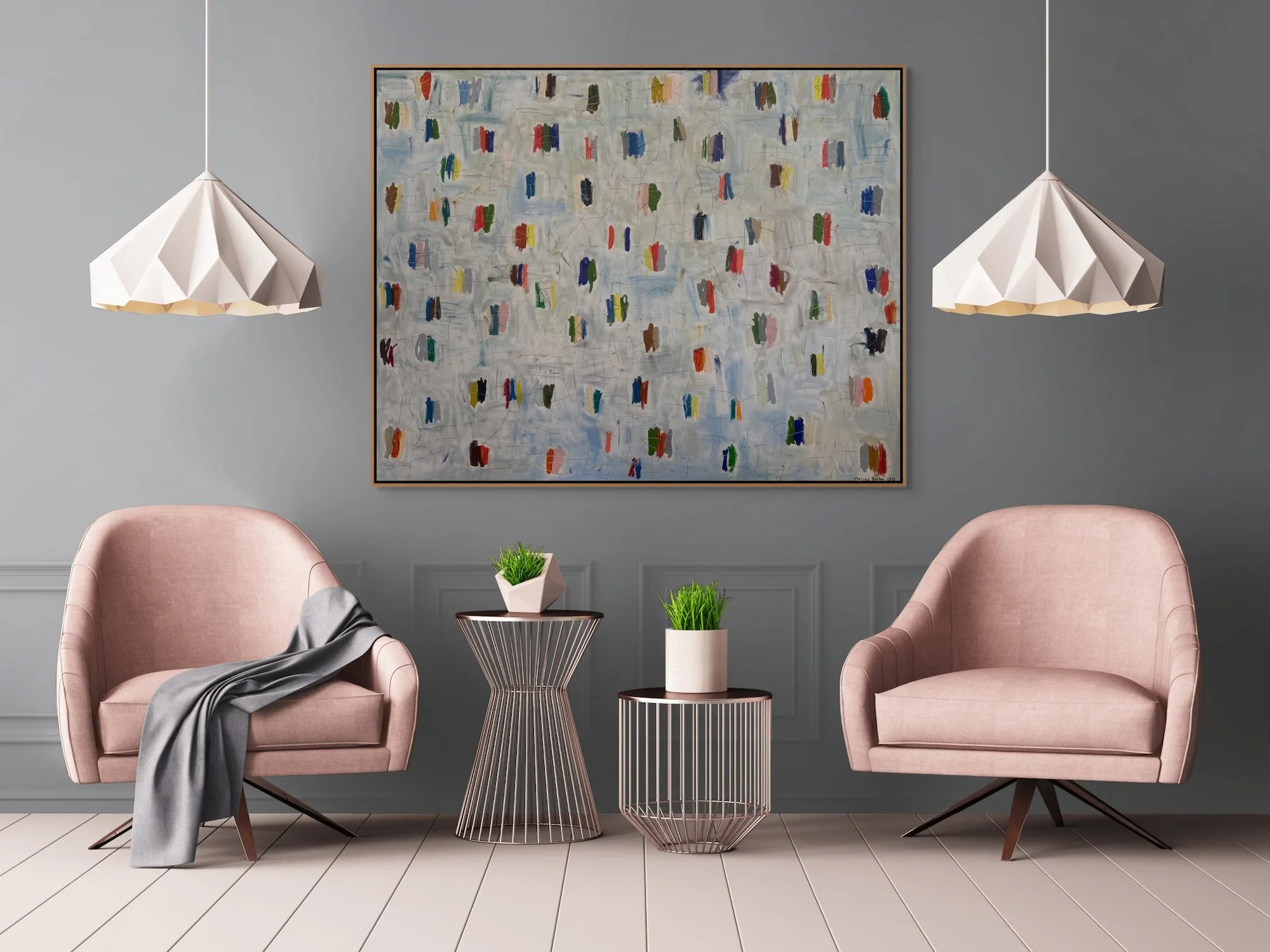 Cadence of Colors large abstract painting by Marcus Bacher in contemporary living room