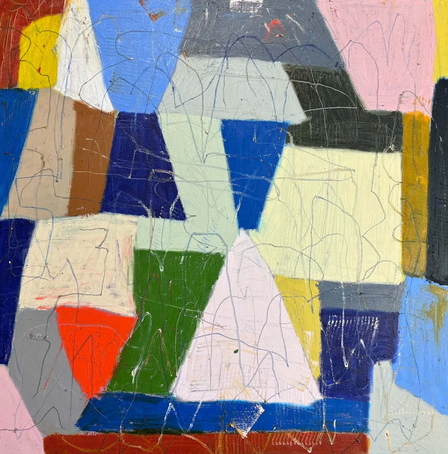 Shiny Happy People, 36×36 in original abstract painting by Marcus Bacher