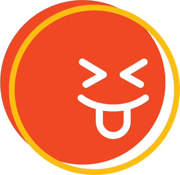 Red emoji with a tongue sticking out and eyes closed in a playful expression.