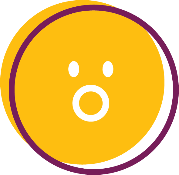 Yellow circular emoji with surprised facial expression, small eyes, and open mouth.