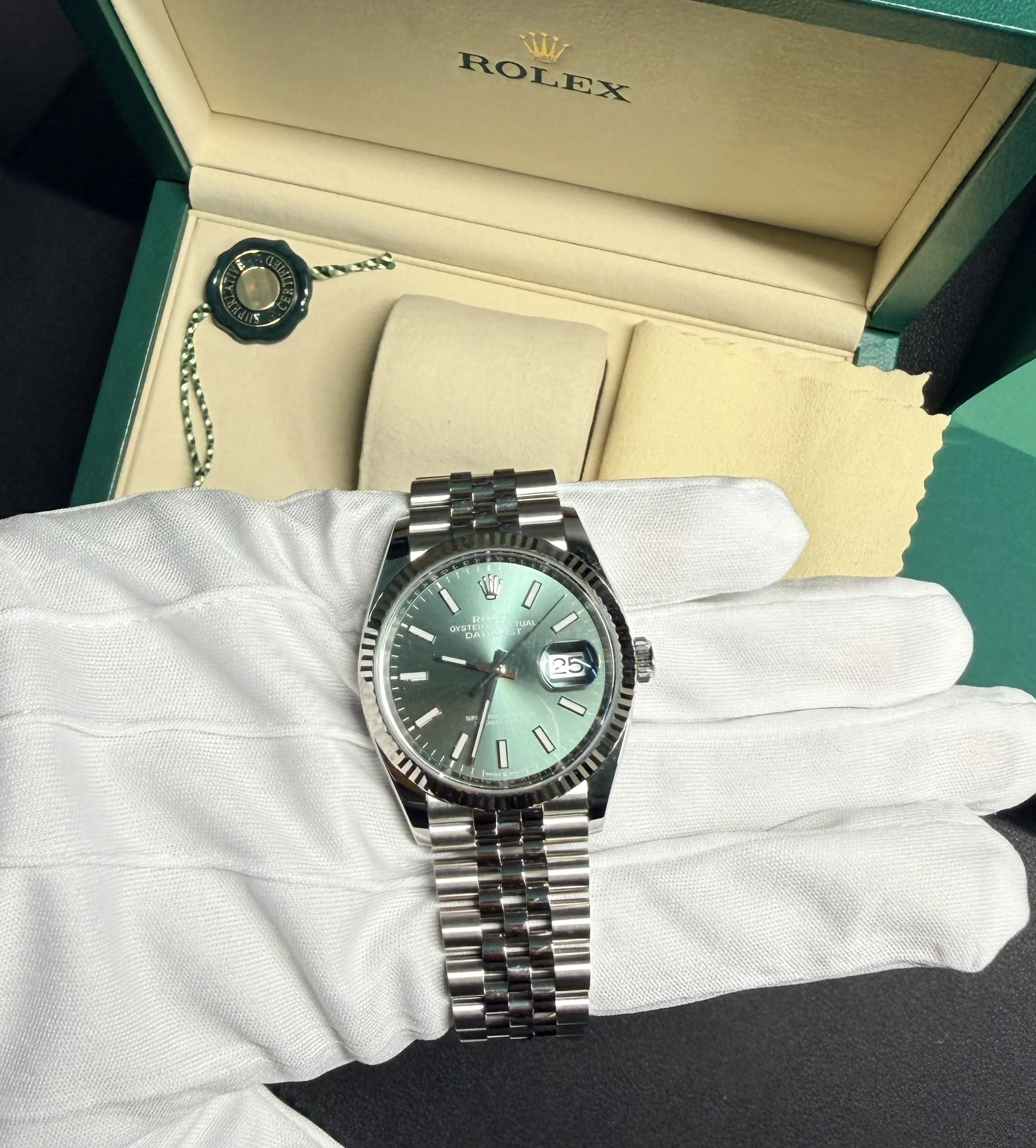 Rolex Datejust 36mm 126234 Mint Green Dial Jubilee | Fluted Bezel | 2026 Full Set