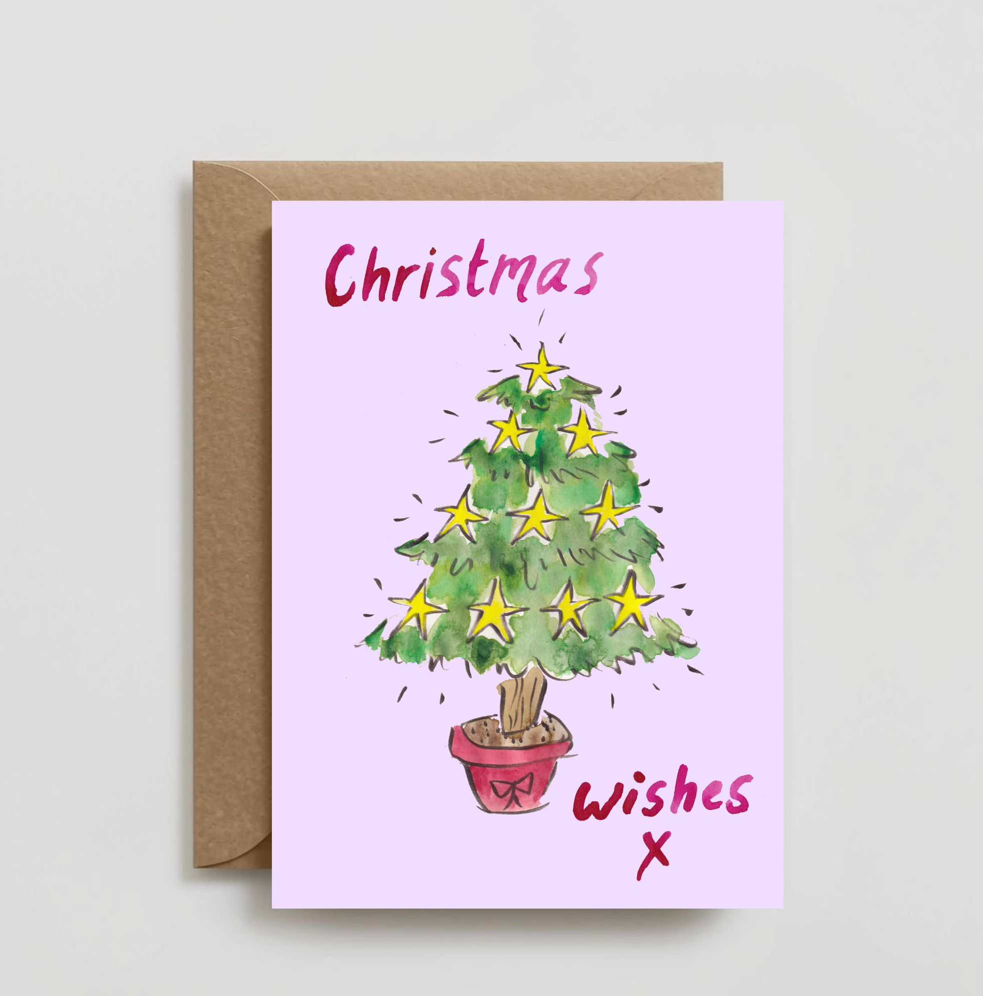 Hand-Painted Christmas Wishes Card