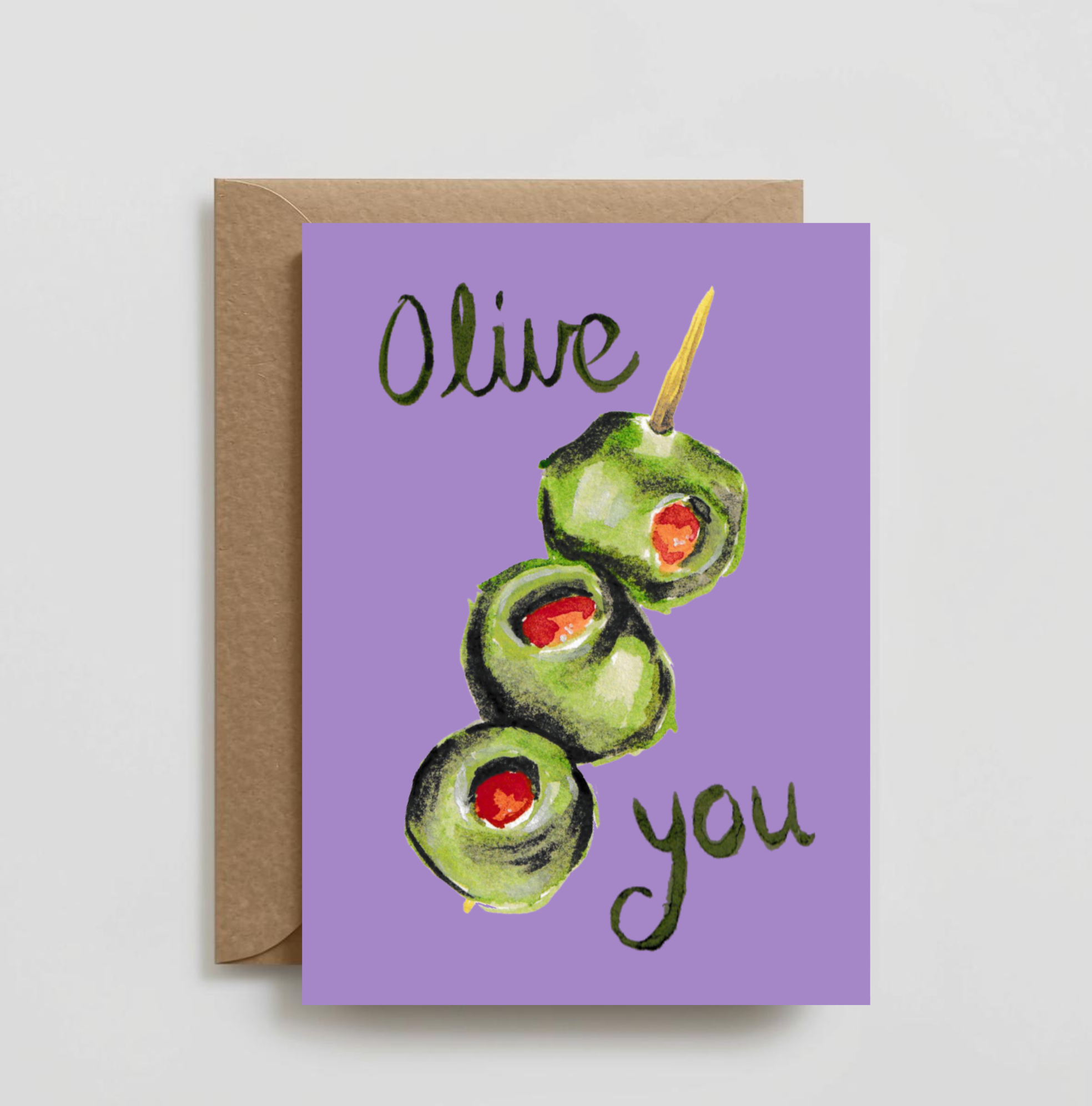 'Olive You' Pun Greeting Card