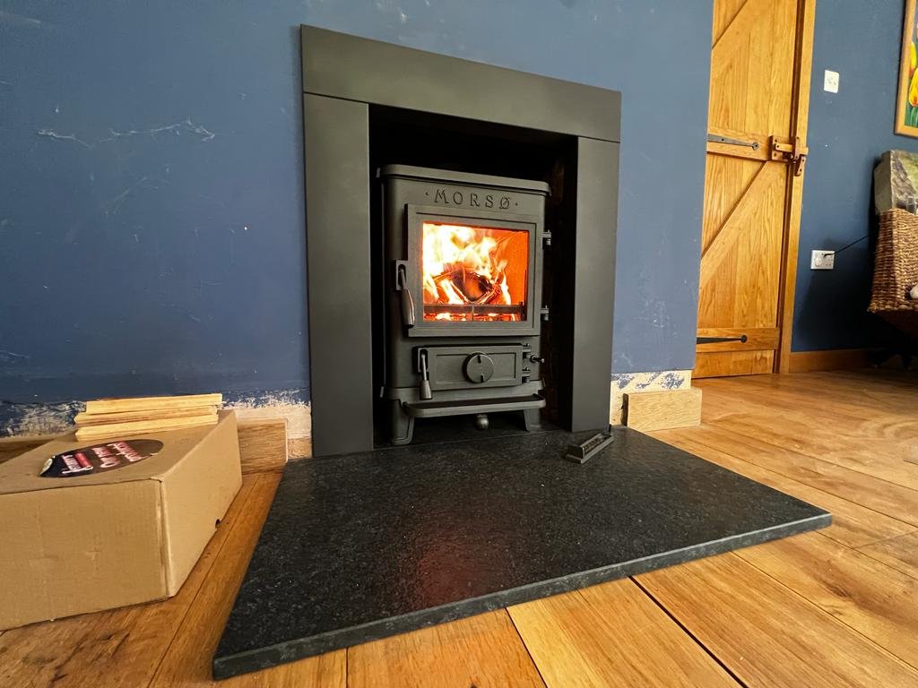 Beautiful inset wood burning stove