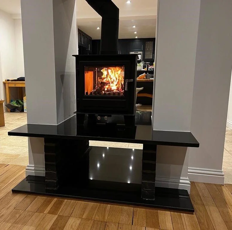 Dual Sided Wood Burner Installed