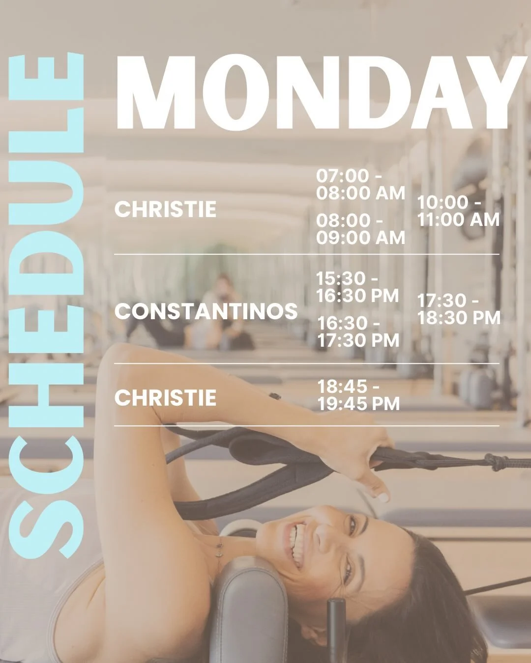 Your new weekly schedule is here. 
Swipe right to see our full timetable from Monday to Saturday. Whether you&rsquo;re an early bird or a late-night warrior, we have a class for you! 👀

#pilates #pilatesstudio #pilatesinstructor #pilatesreformer #re