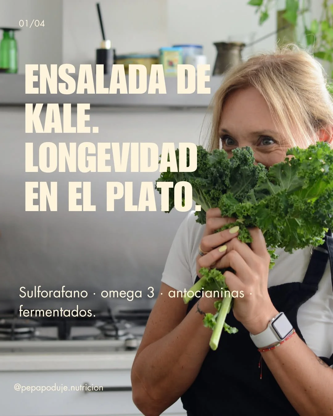 Esta semana hablamos de longevidad &mdash; no de vivir m&aacute;s a&ntilde;os, sino de vivir m&aacute;s a&ntilde;os bien.

Hoy cerramos con una ensalada que re&uacute;ne los compuestos con mayor evidencia en antienvejecimiento celular.

El kale masaj