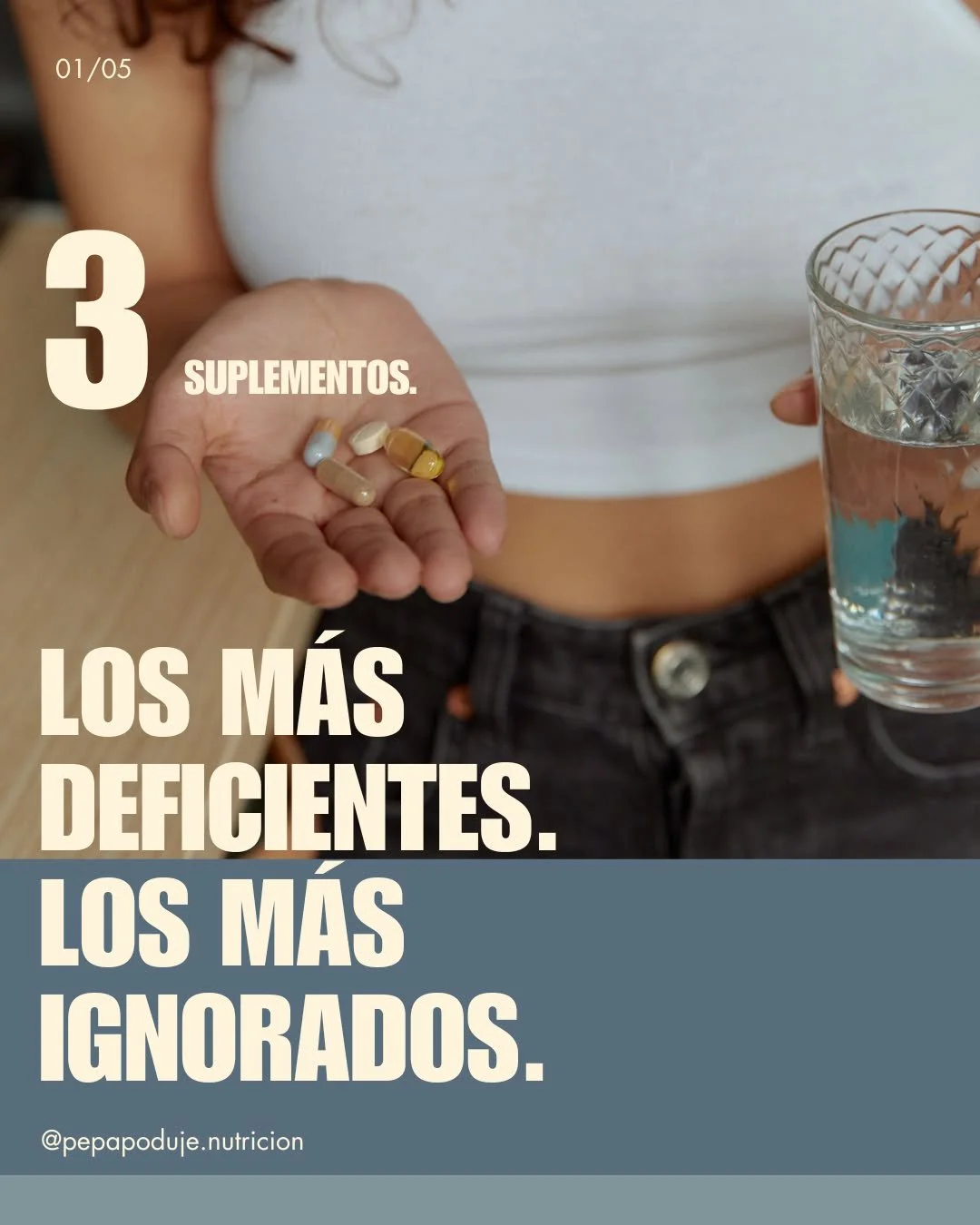 Si tuvieras que empezar por alg&uacute;n suplemento, estos tres son los que tienen m&aacute;s evidencia de d&eacute;ficit generalizado y m&aacute;s impacto en el metabolismo diario.

Vitamina D &rarr; hasta el 65% de la poblaci&oacute;n tiene d&eacut