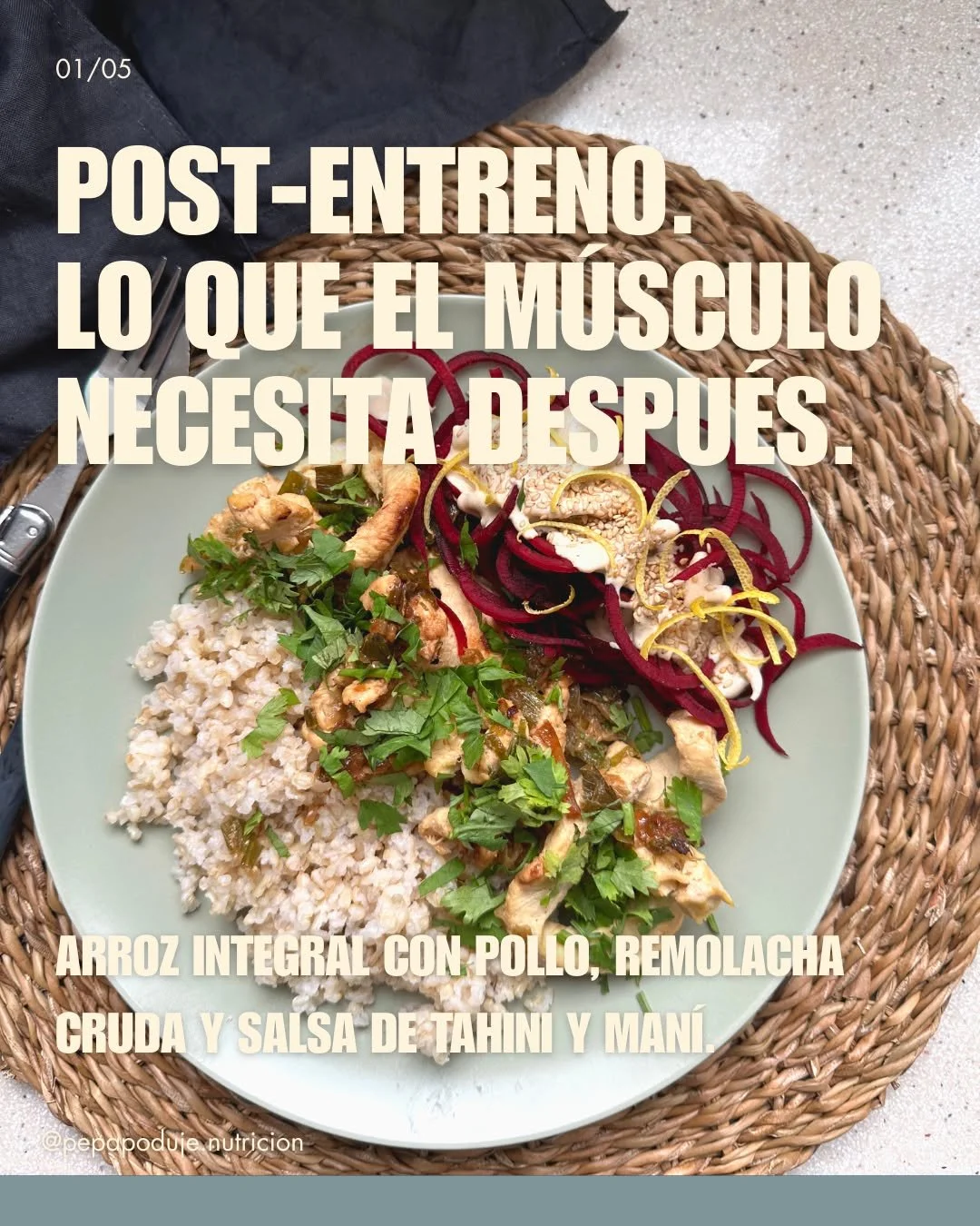 Esta semana hablamos de m&uacute;sculo, mioquinas y recuperaci&oacute;n. Hoy cerramos con un plato rico en prote&iacute;nas y fibra para despu&eacute;s de entrenar.

Pollo, c&oacute;mo prote&iacute;na, para los amino&aacute;cidos que el m&uacute;scul