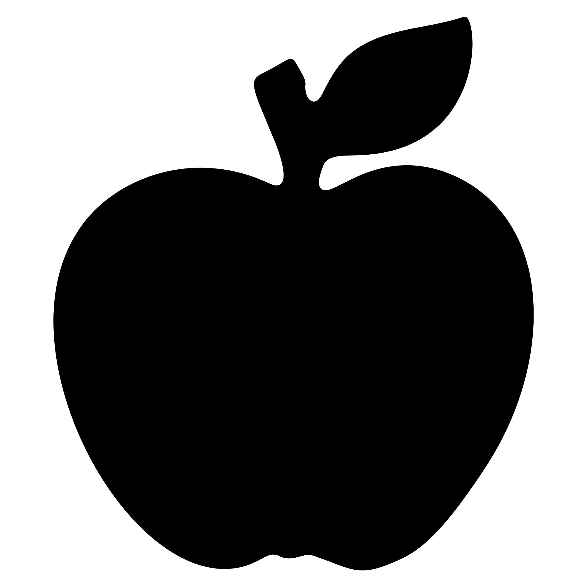 Silhouette of a climbing apple with a leaf, in black.