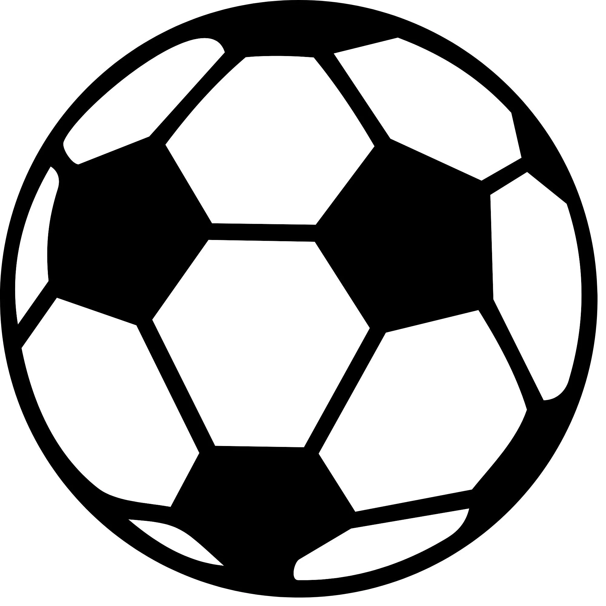 Black and white illustration of a soccer ball inside a circle with a hand beneath it.