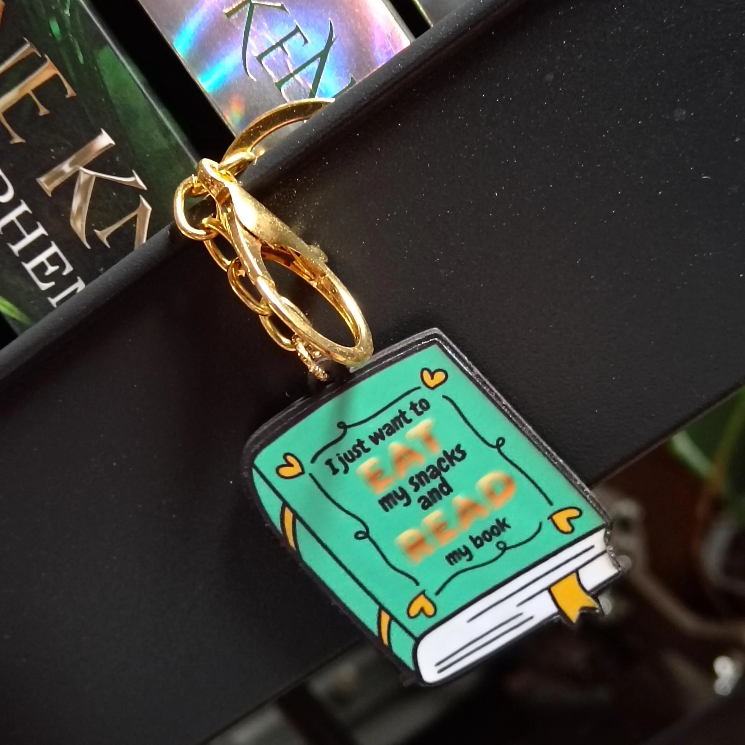 I Just Want to Eat My Snacks and Read My Book - Wooden Keychain