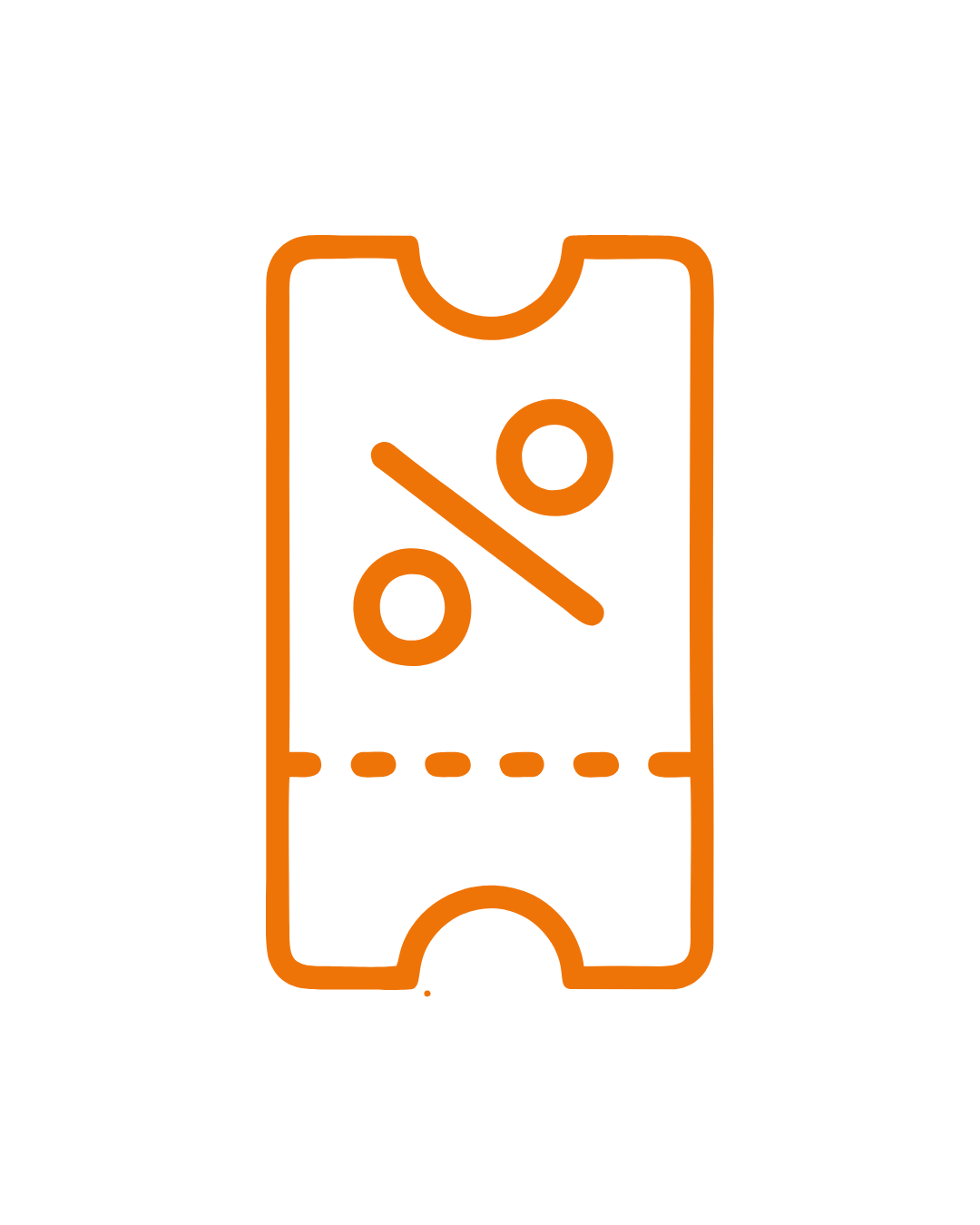 Icon of a movie ticket with a discount percentage symbol