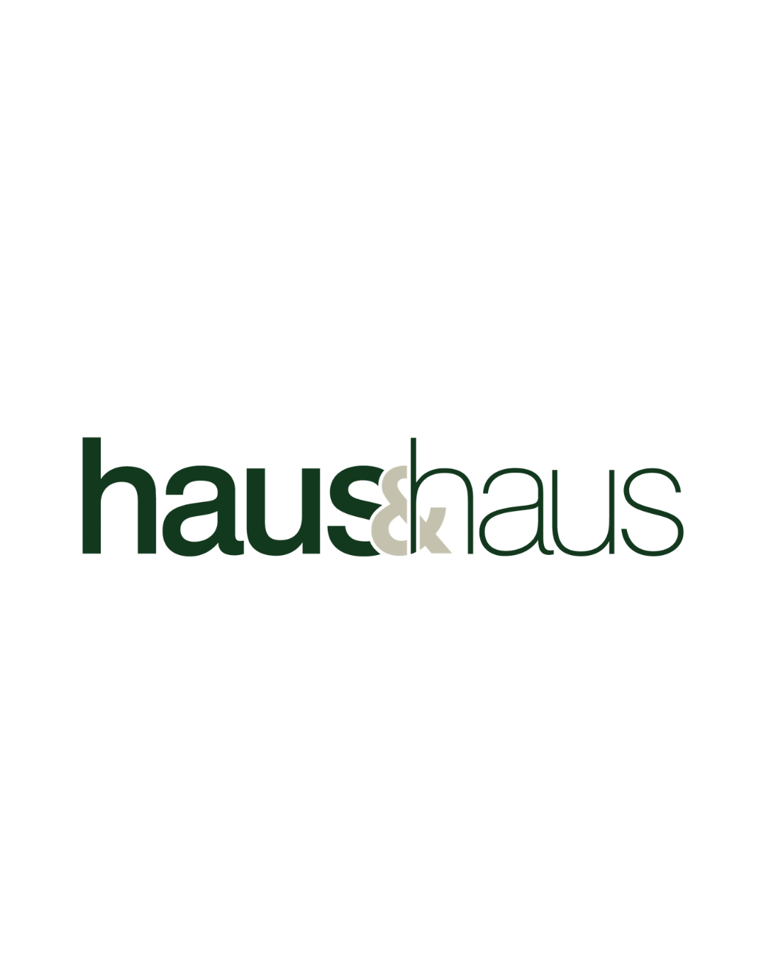 Logo with the words 'haus & haus' stylized in green and white text.
